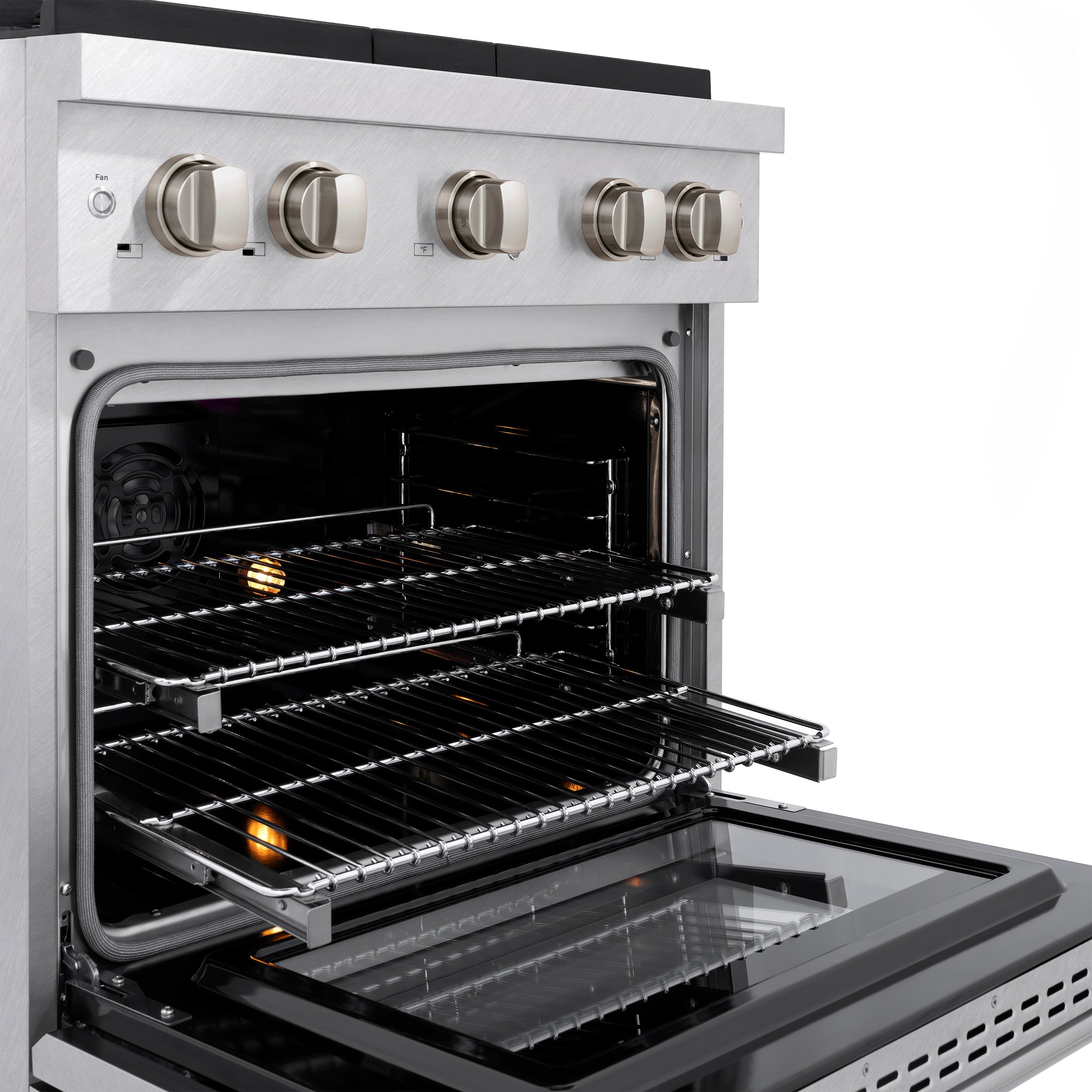 ZLINE 30 in. 4.2 cu. ft. Paramount Dual Fuel Range with 4 Burner Gas Cooktop and Electric Convection Oven in Stainless Steel with Black Matte Door (SDR-BLM-30)