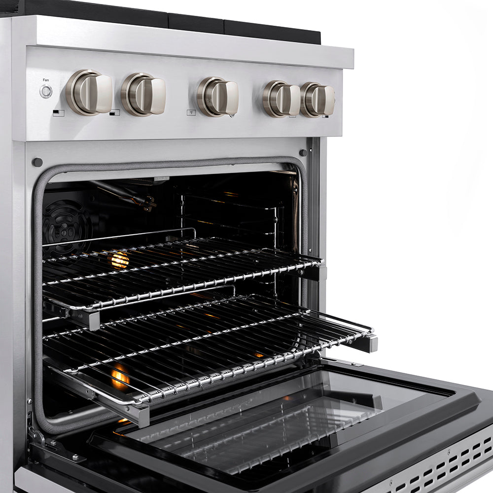 ZLINE 30 in. 4.2 cu. ft. Paramount Gas Range with 4 Burner DuoPro™ Cooktop and Convection Gas Oven in Stainless Steel (PSGR30)