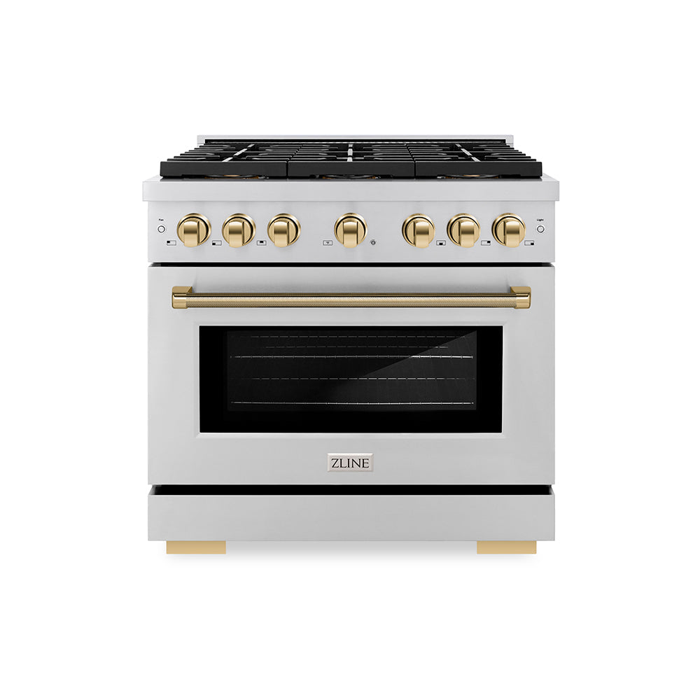 ZLINE Autograph Edition 36 in. 5.2 cu. ft. Paramount Gas Range with 6 Burner DuoPro™ Cooktop and Convection Gas Oven with White Matte Door and Matte Black Accents (PSGRZ-WM-36-MB)