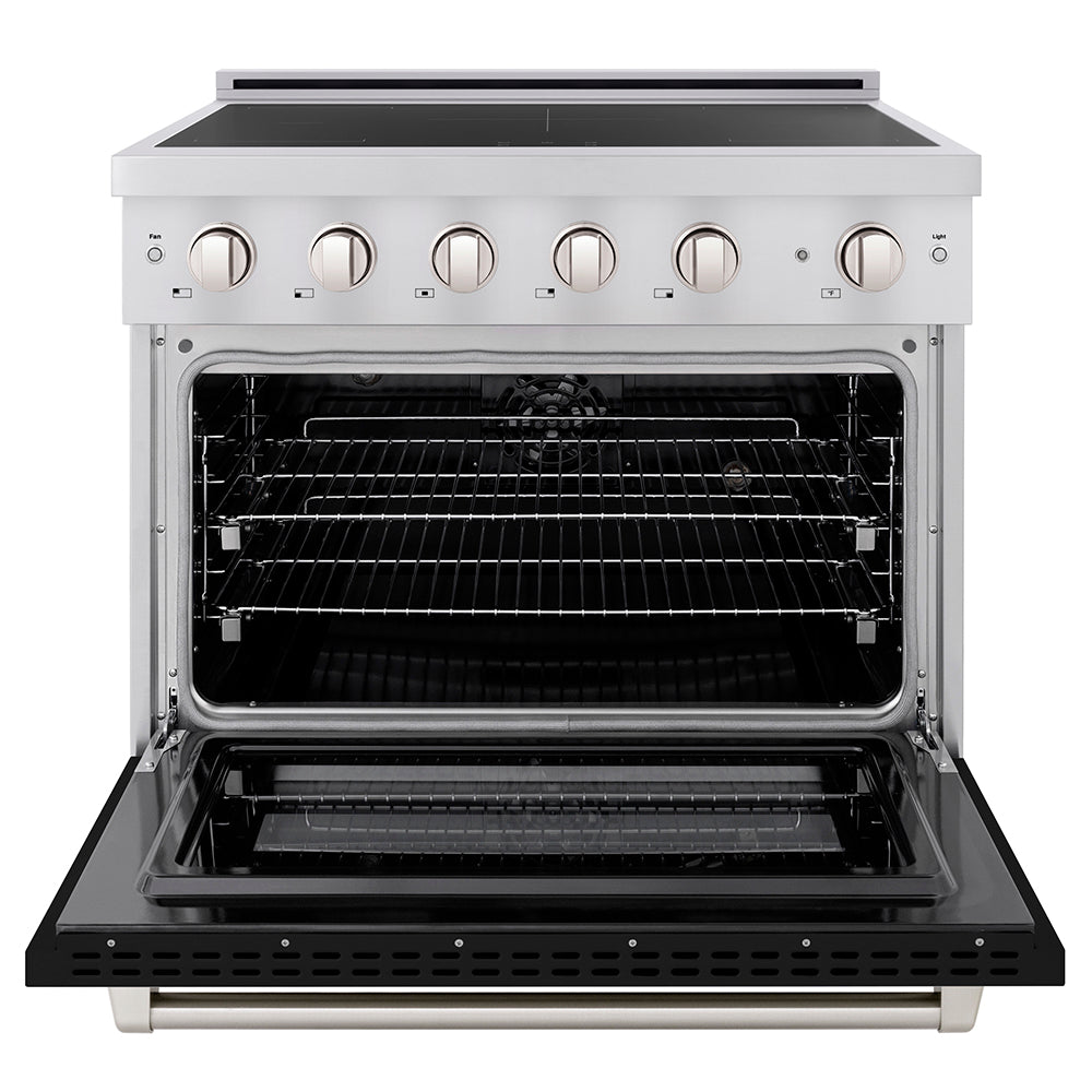 ZLINE 36 in. 5.2 cu. ft. Paramount Induction Range with 5 Element Cooktop and Electric Convection Oven in Satin Stainless Steel with White Matte Door (SINRS-WM-36)