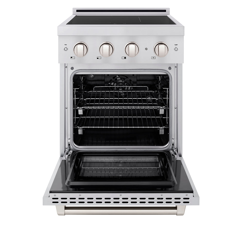 ZLINE 24 in. 3.2 cu. ft. Paramount Induction Range with 3 Element Cooktop and Electric Convection Oven in Satin Stainless Steel (SINRS-24)