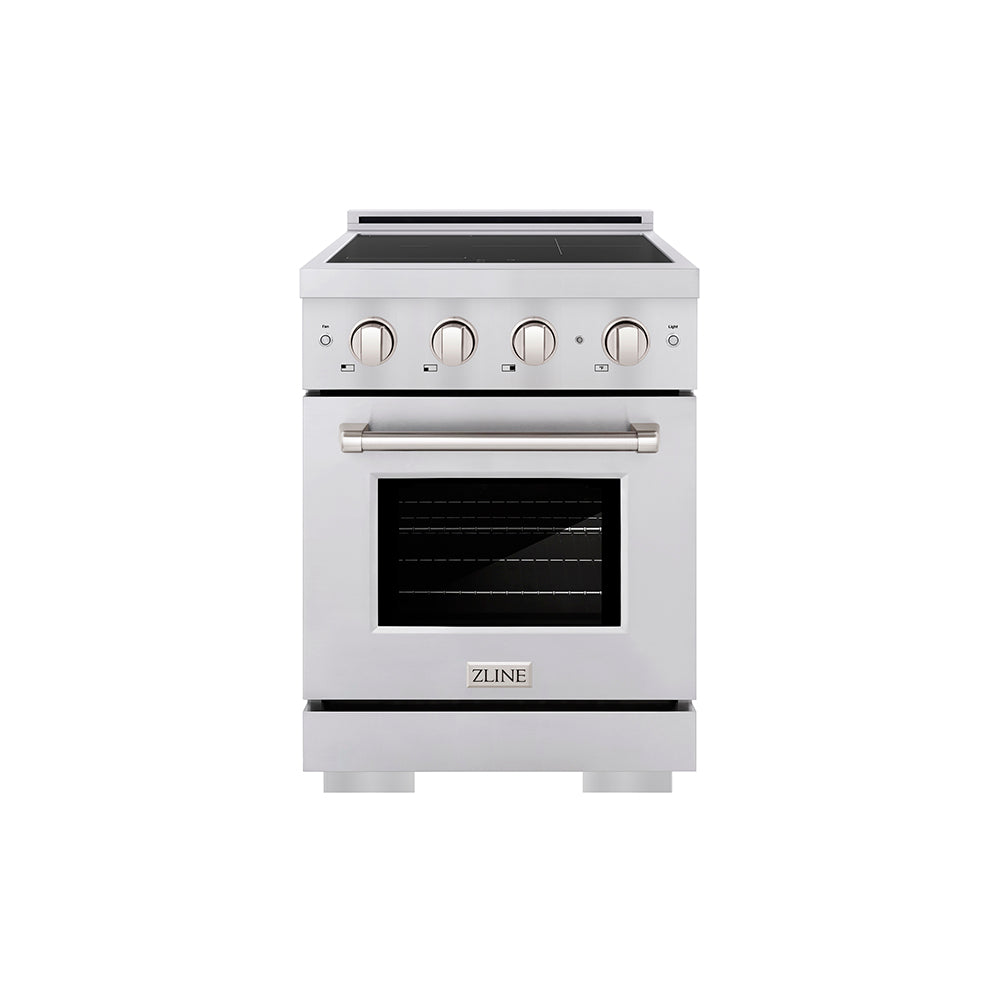 ZLINE 24 in. 3.2 cu. ft. Paramount Induction Range with 3 Element Cooktop and Electric Convection Oven in Satin Stainless Steel (SINRS-24)