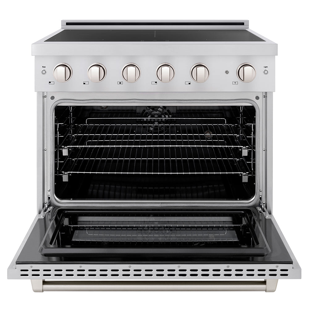 ZLINE 36 in. 5.2 cu. ft. Paramount Induction Range with 5 Element Cooktop and Electric Convection Oven in Satin Stainless Steel with White Matte Door (SINRS-WM-36)