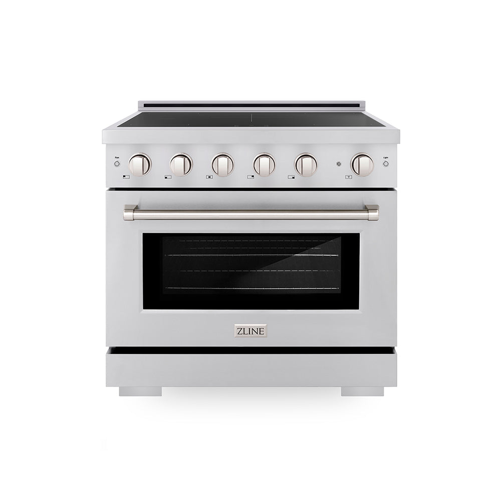 ZLINE 36 in. 5.2 cu. ft. Paramount Induction Range with 5 Element Cooktop and Electric Convection Oven in Satin Stainless Steel with White Matte Door (SINRS-WM-36)