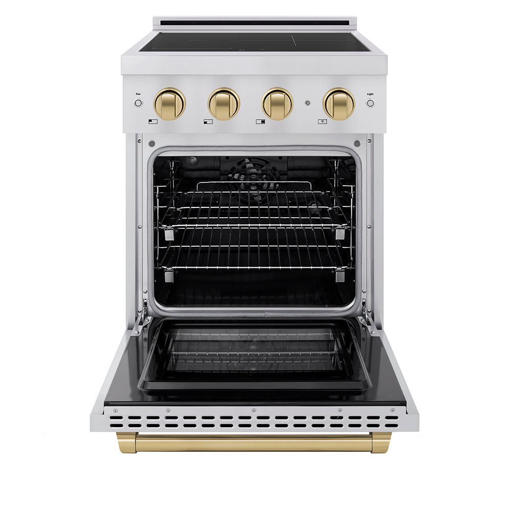 ZLINE Autograph Edition 24 in. 3.2 cu. ft. Paramount Induction Range with 3 Element Cooktop and Electric Convection Oven in Stainless Steel with Matte Black Accents (SINRZ-24-MB)