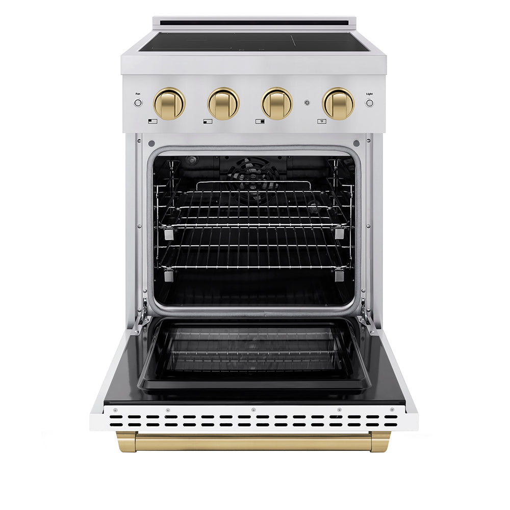 ZLINE Autograph Edition 24 in. 3.2 cu. ft. Paramount Induction Range with 3 Element Cooktop and Electric Convection Oven in Stainless Steel with Matte Black Accents (SINRZ-24-MB)