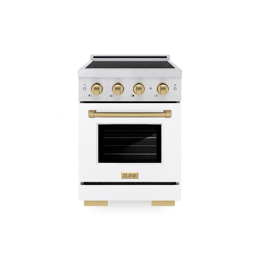 ZLINE Autograph Edition 24 in. 3.2 cu. ft. Paramount Induction Range with 3 Element Cooktop and Electric Convection Oven in Stainless Steel with Matte Black Accents (SINRZ-24-MB)