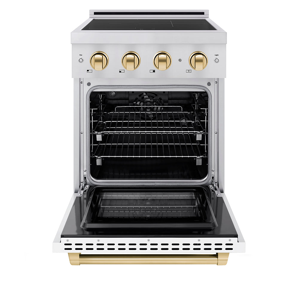 ZLINE Autograph Edition 24 in. 3.2 cu. ft. Paramount Induction Range with 3 Element Cooktop and Electric Convection Oven in Stainless Steel with Matte Black Accents (SINRZ-24-MB)