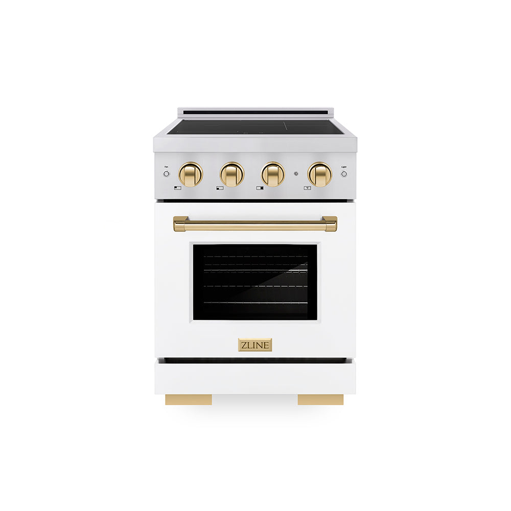 ZLINE Autograph Edition 24 in. 3.2 cu. ft. Paramount Induction Range with 3 Element Cooktop and Electric Convection Oven in Stainless Steel with Matte Black Accents (SINRZ-24-MB)