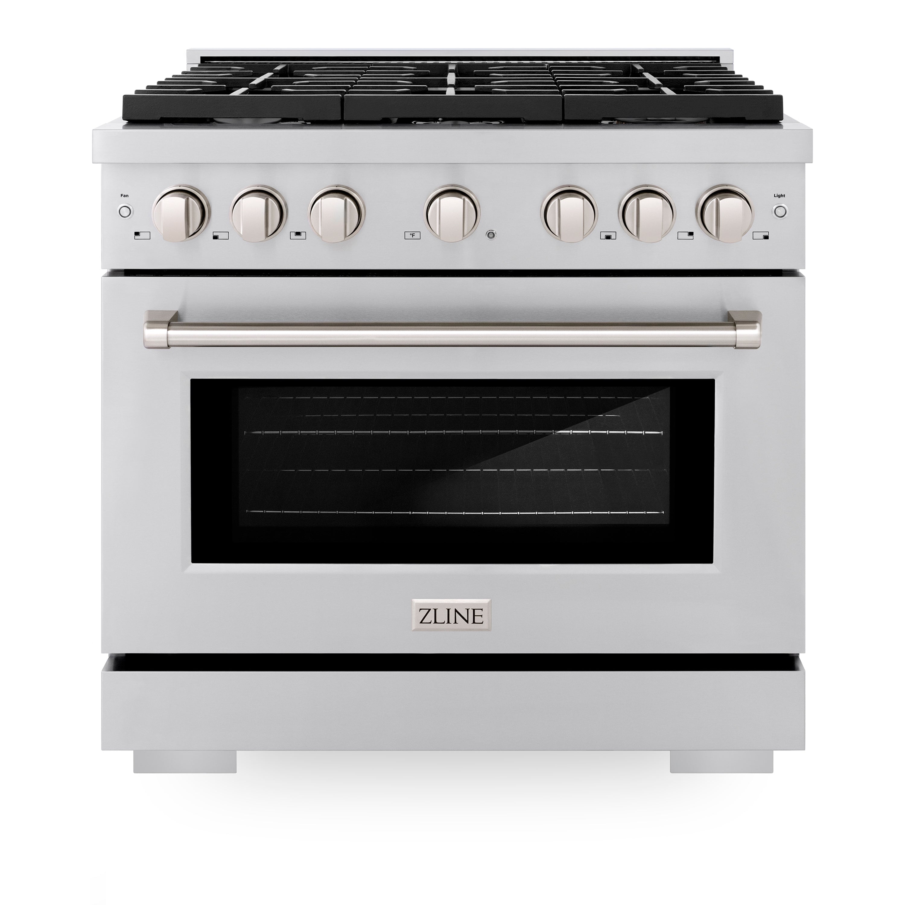ZLINE 36 in. 5.2 cu. ft. Paramount Dual Fuel Range with 6 Burner Gas Cooktop and Electric Convection Oven in Stainless Steel with Black Matte Door (SDR-BLM-36)