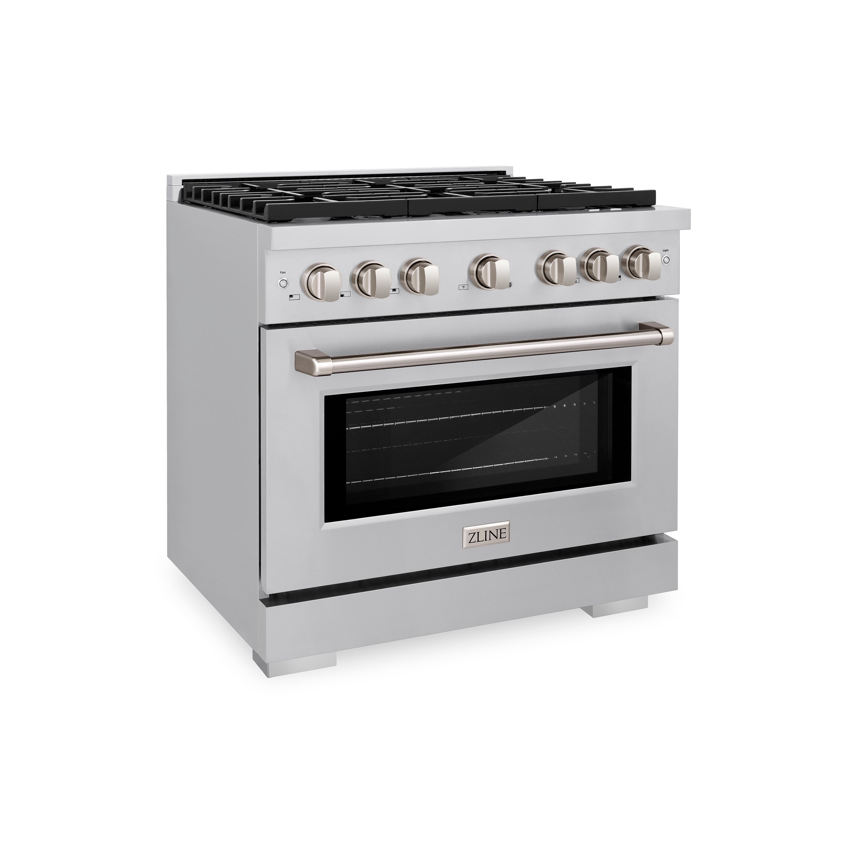 ZLINE 36 in. 5.2 cu. ft. Paramount Dual Fuel Range with 6 Burner Gas Cooktop and Electric Convection Oven in Stainless Steel with Black Matte Door (SDR-BLM-36)