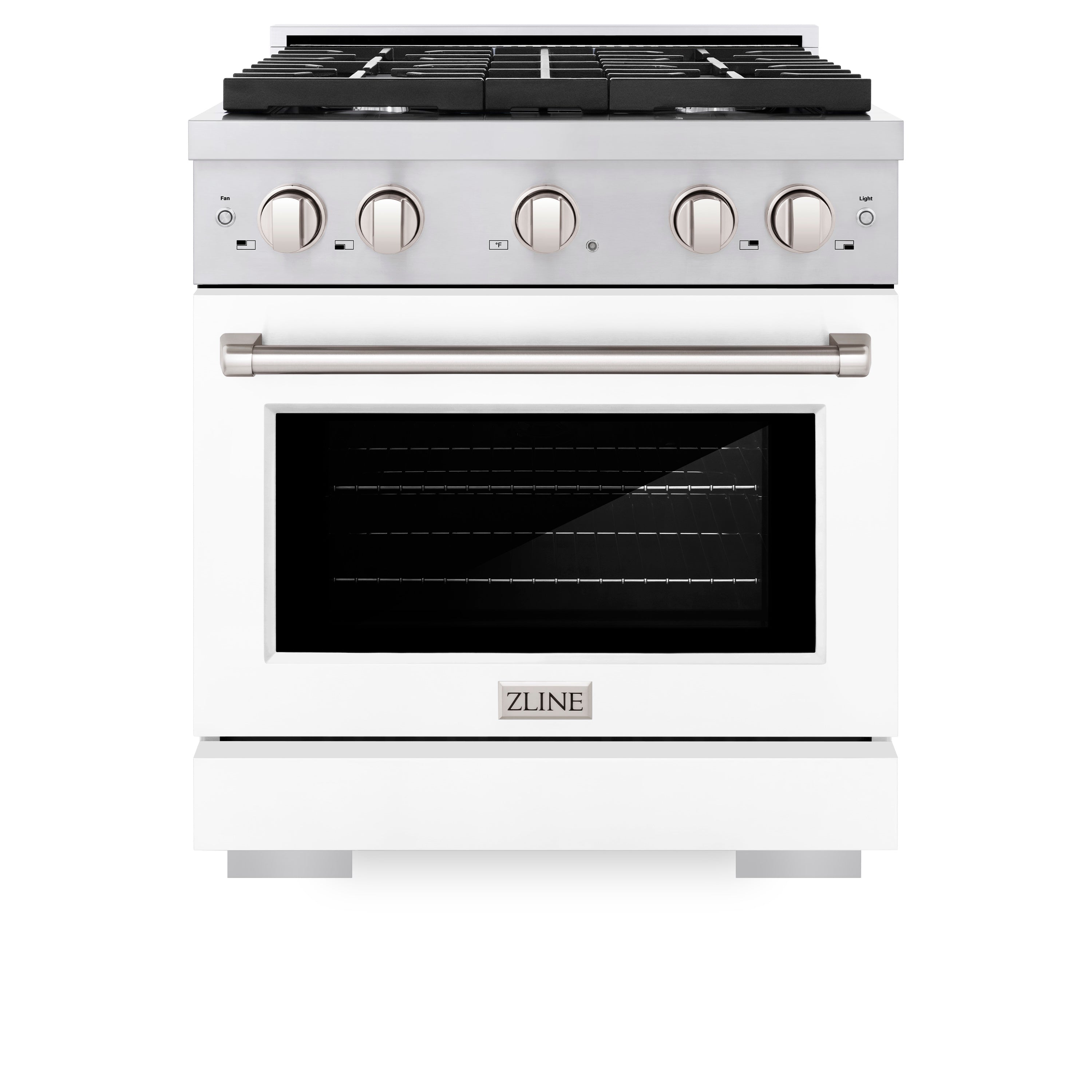 ZLINE 30 in. 4.2 cu. ft. Paramount Dual Fuel Range with 4 Burner Gas Cooktop and Electric Convection Oven in Stainless Steel with Black Matte Door (SDR-BLM-30)