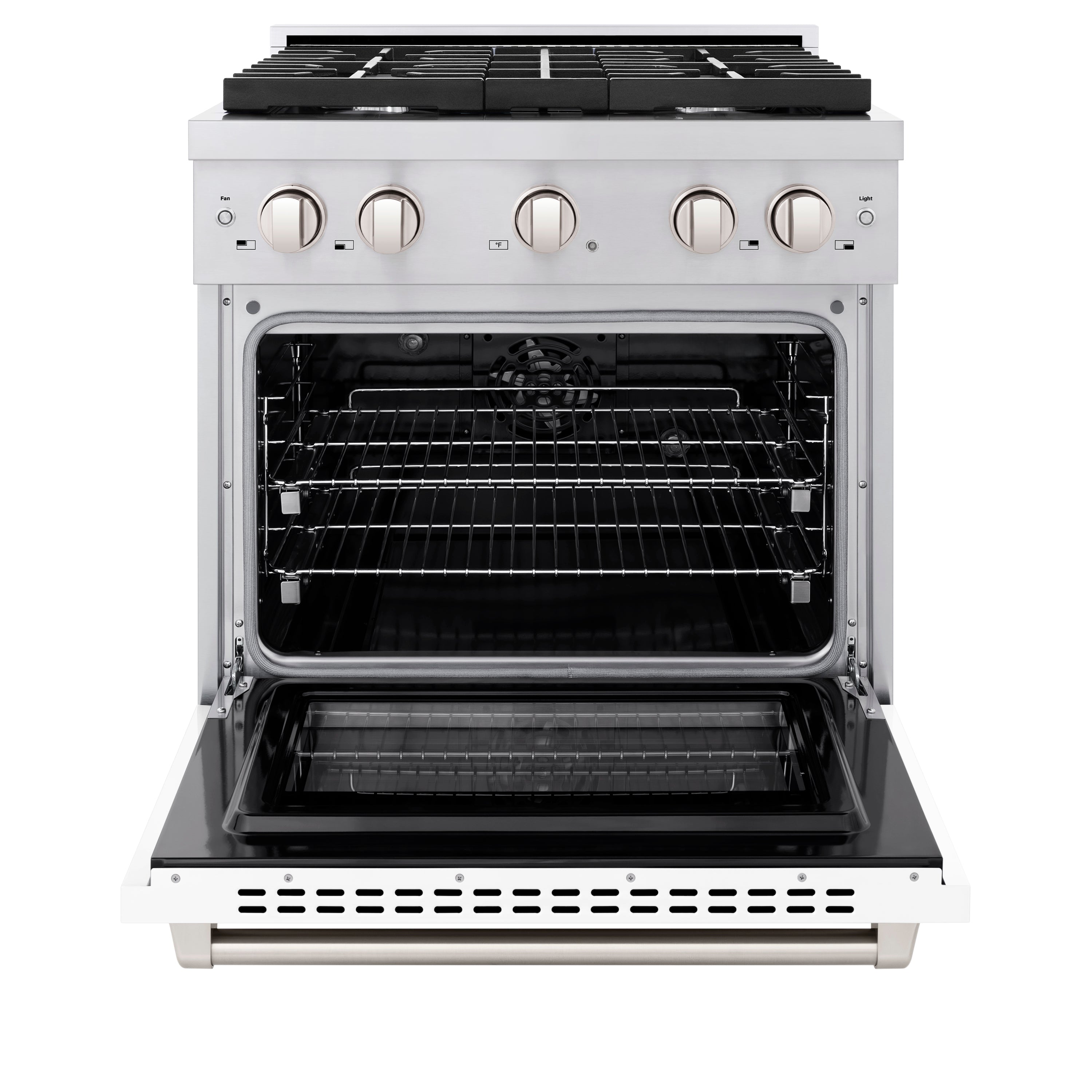 ZLINE 30 in. 4.2 cu. ft. Paramount Dual Fuel Range with 4 Burner Gas Cooktop and Electric Convection Oven in Stainless Steel with Black Matte Door (SDR-BLM-30)
