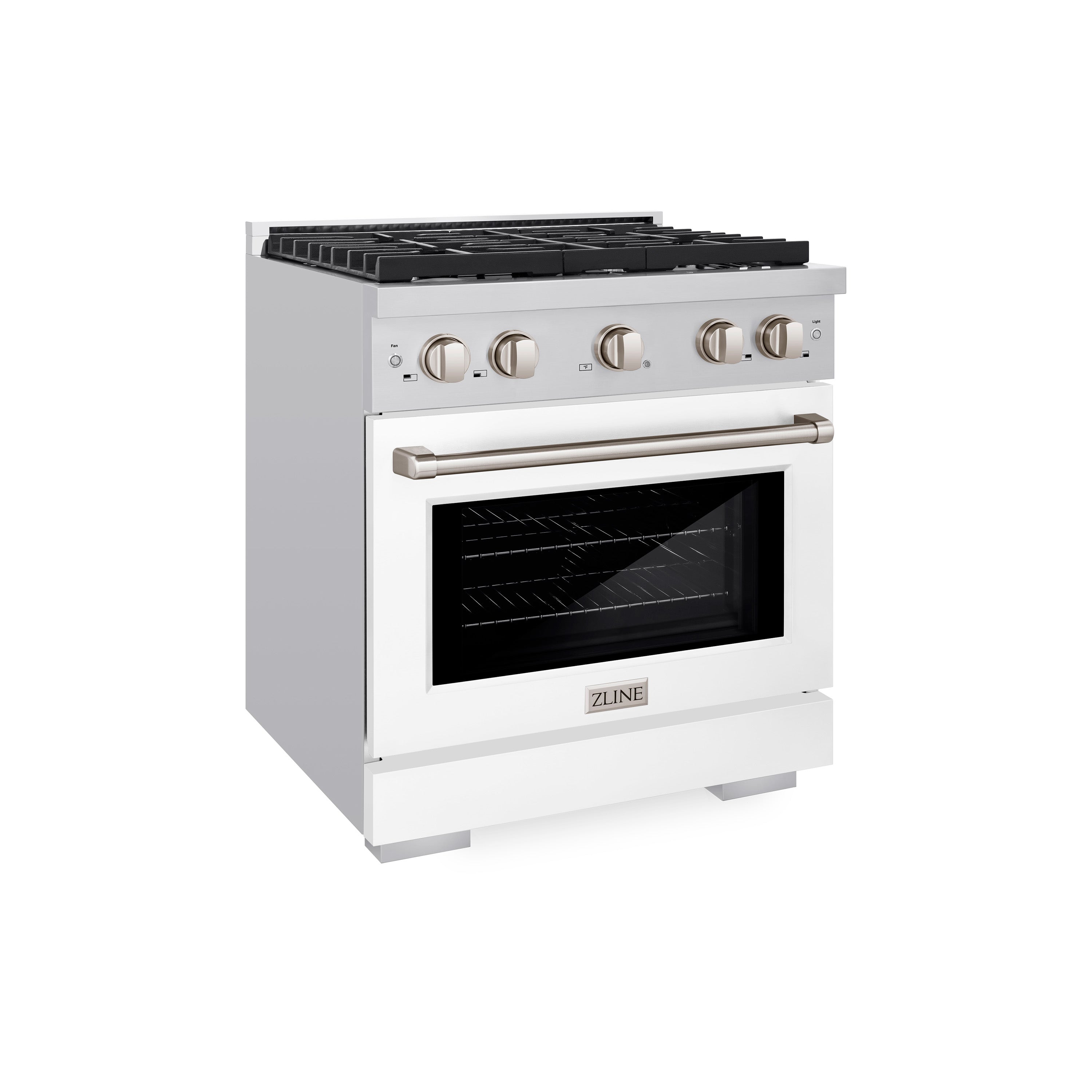 ZLINE 30 in. 4.2 cu. ft. Paramount Dual Fuel Range with 4 Burner Gas Cooktop and Electric Convection Oven in Stainless Steel with Black Matte Door (SDR-BLM-30)