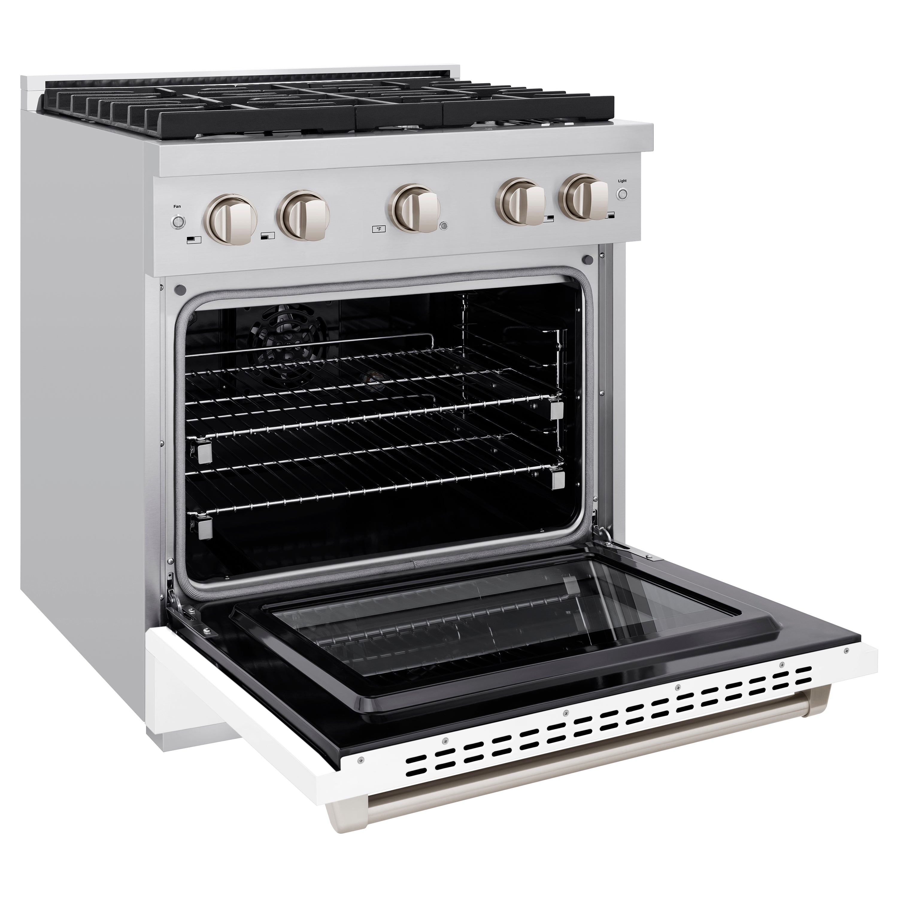 ZLINE 30 in. 4.2 cu. ft. Paramount Dual Fuel Range with 4 Burner Gas Cooktop and Electric Convection Oven in Stainless Steel with Black Matte Door (SDR-BLM-30)