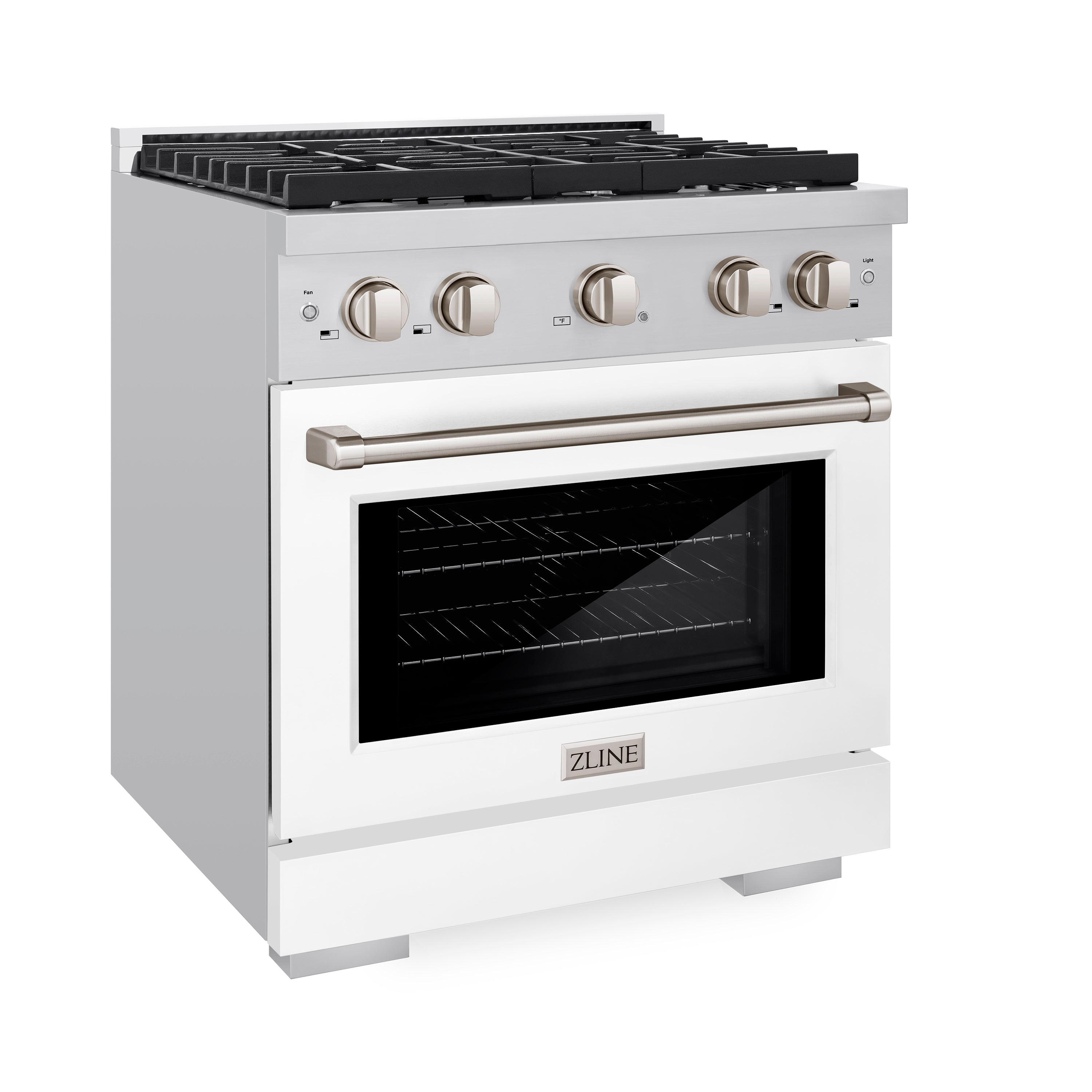 ZLINE 30 in. 4.2 cu. ft. Paramount Dual Fuel Range with 4 Burner Gas Cooktop and Electric Convection Oven in Stainless Steel with Black Matte Door (SDR-BLM-30)