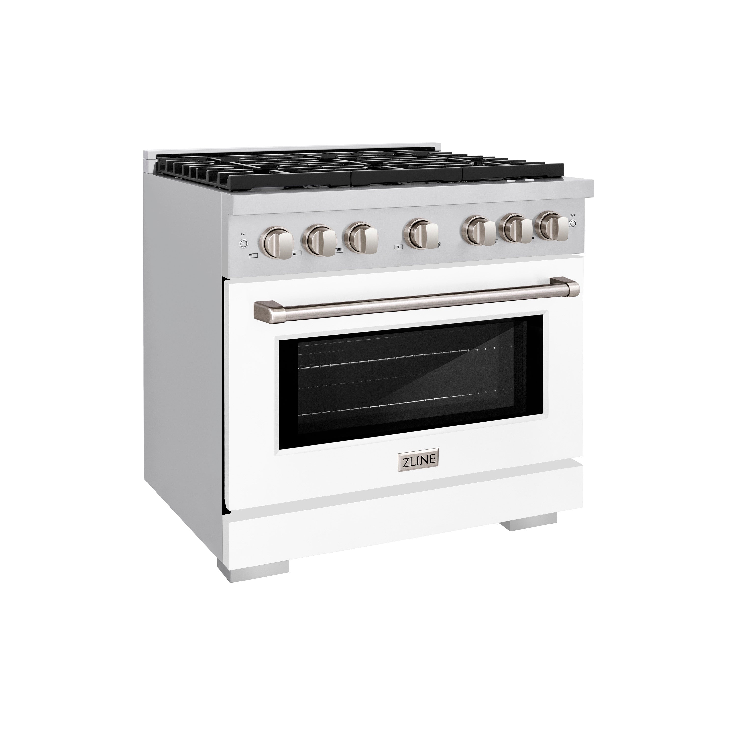 ZLINE 36 in. 5.2 cu. ft. Paramount Dual Fuel Range with 6 Burner Gas Cooktop and Electric Convection Oven in Stainless Steel with Black Matte Door (SDR-BLM-36)