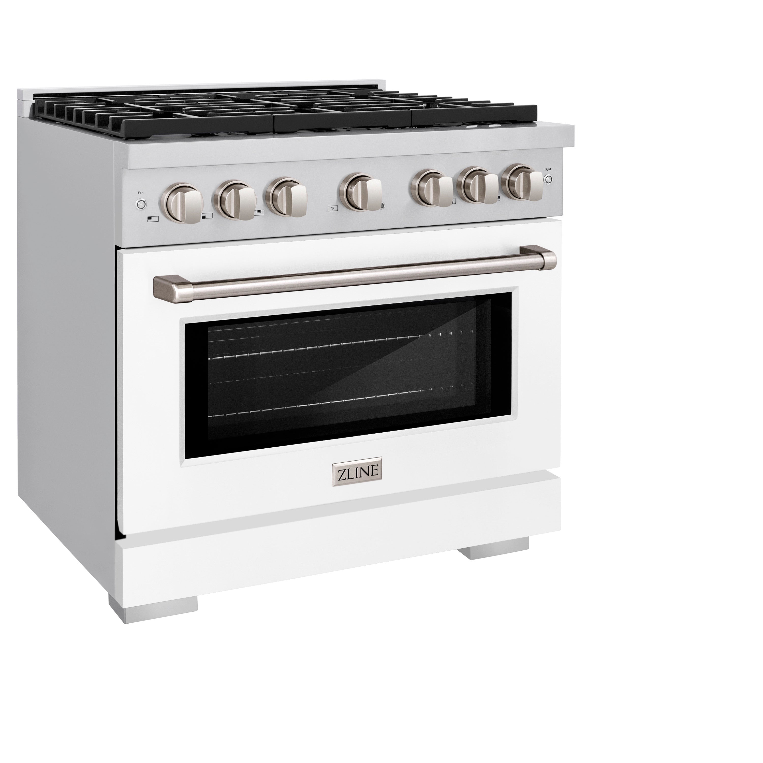 ZLINE 36 in. 5.2 cu. ft. Paramount Dual Fuel Range with 6 Burner Gas Cooktop and Electric Convection Oven in Stainless Steel with Black Matte Door (SDR-BLM-36)