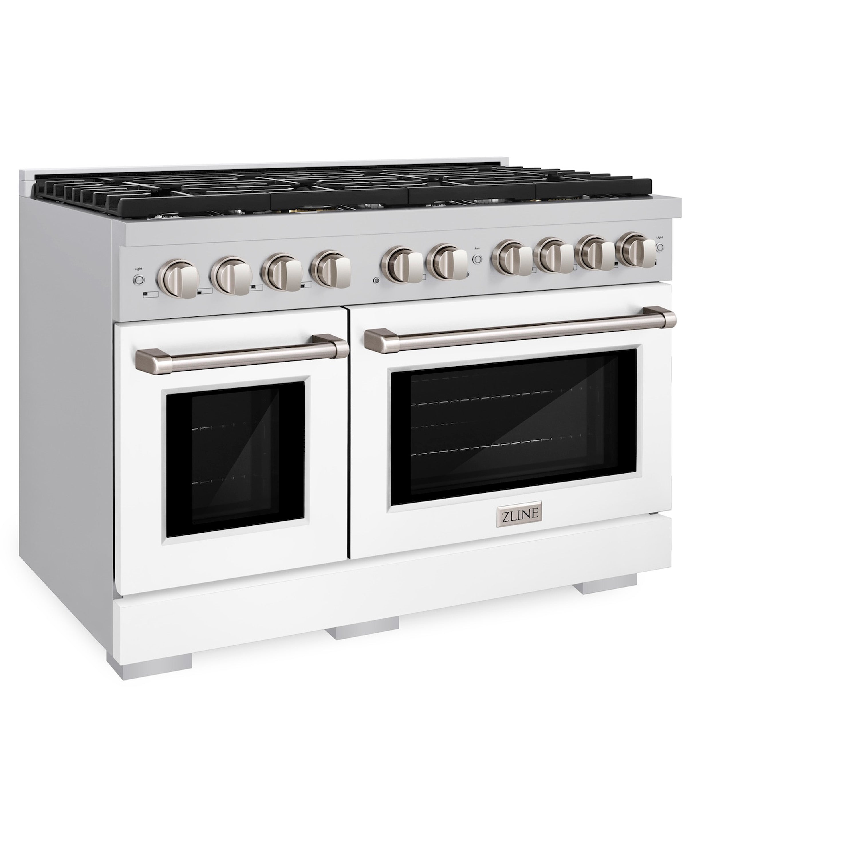 ZLINE 48 in. 6.7 cu. ft. Paramount Double Oven Dual Fuel Range with 8 Burner Gas Cooktop in Stainless Steel with Black Matte Doors (SDR-BLM-48)