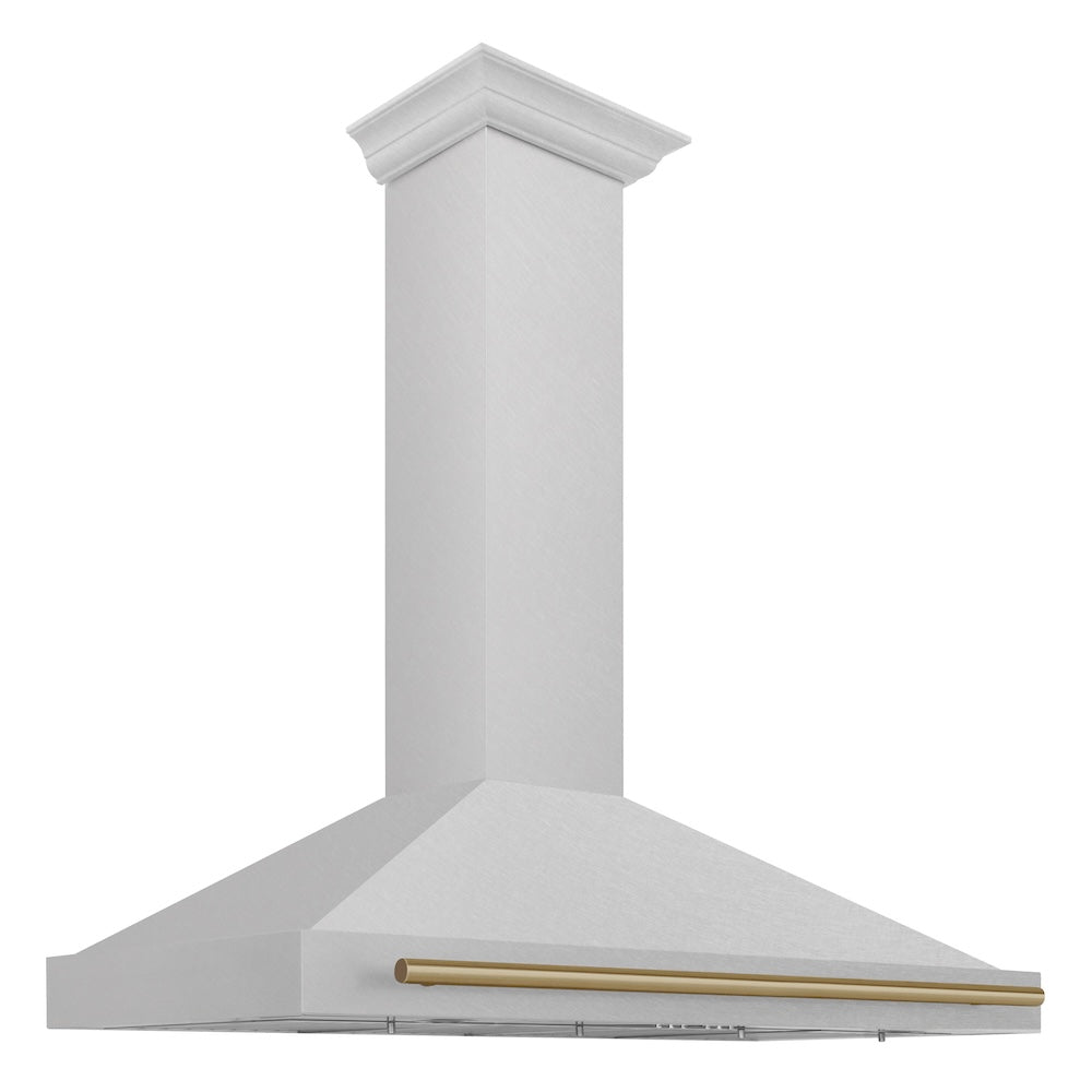 ZLINE Autograph Edition 48 in. Convertible Satin Stainless Steel Wall Mount Range Hood with Champagne Bronze Handle (KB4SNZ-48-CB)