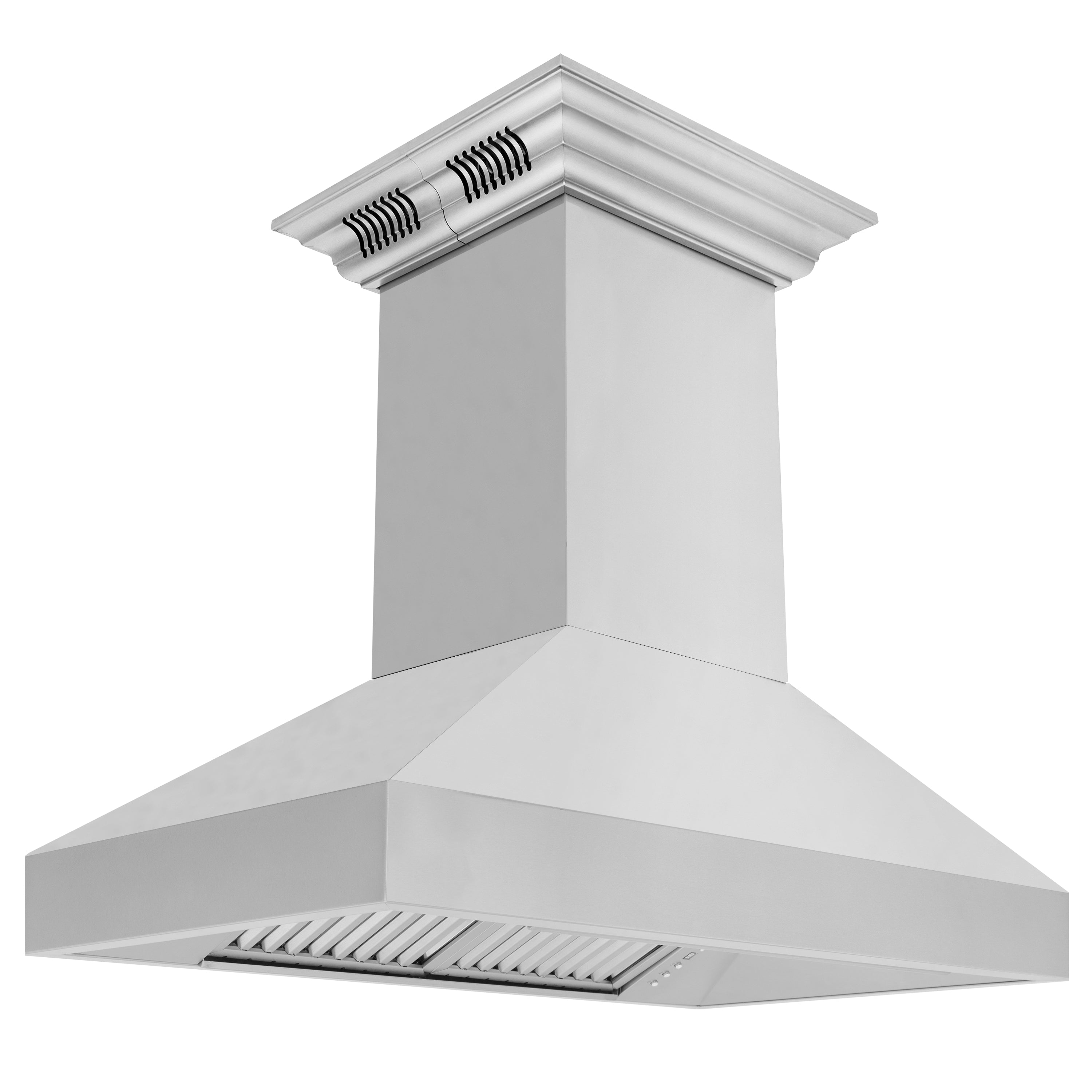 36 in. ZLINE CrownSound⢠Ducted Vent Island Mount Range Hood in Stainless Steel with Built-in Bluetooth Speakers (597iCRN-BT-36)