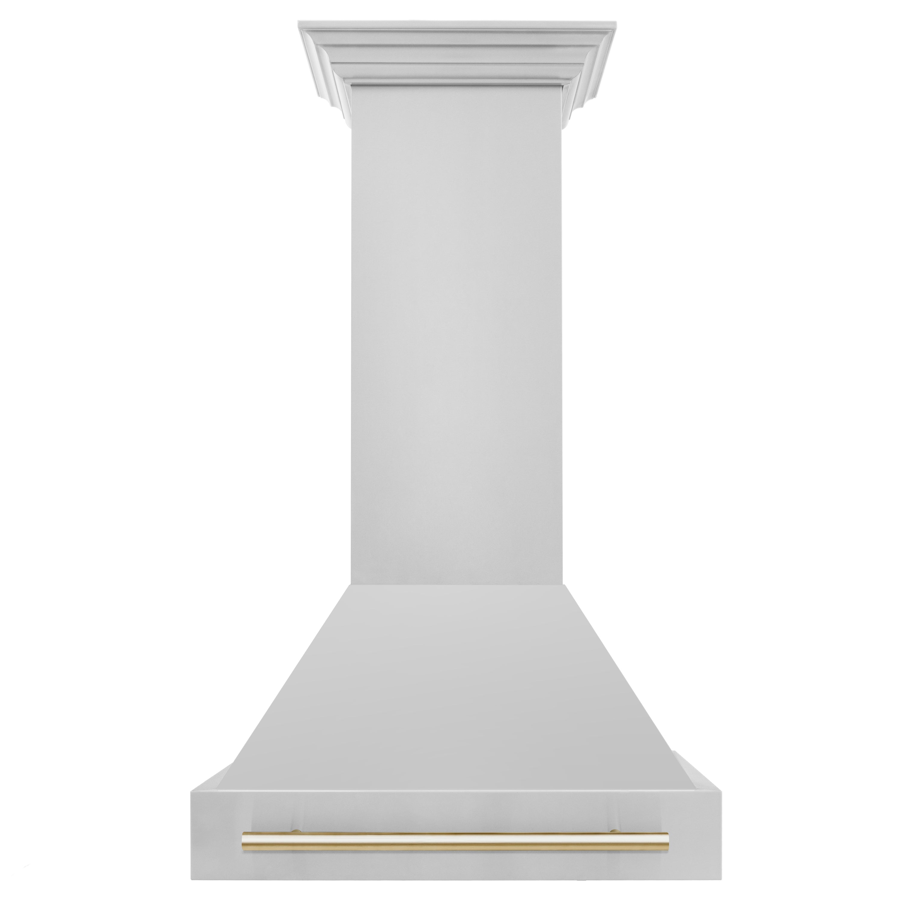 ZLINE Autograph Edition 30 in. Stainless Steel Range Hood with Stainless Steel Shell and Polished Gold Handle (8654STZ-30-G)