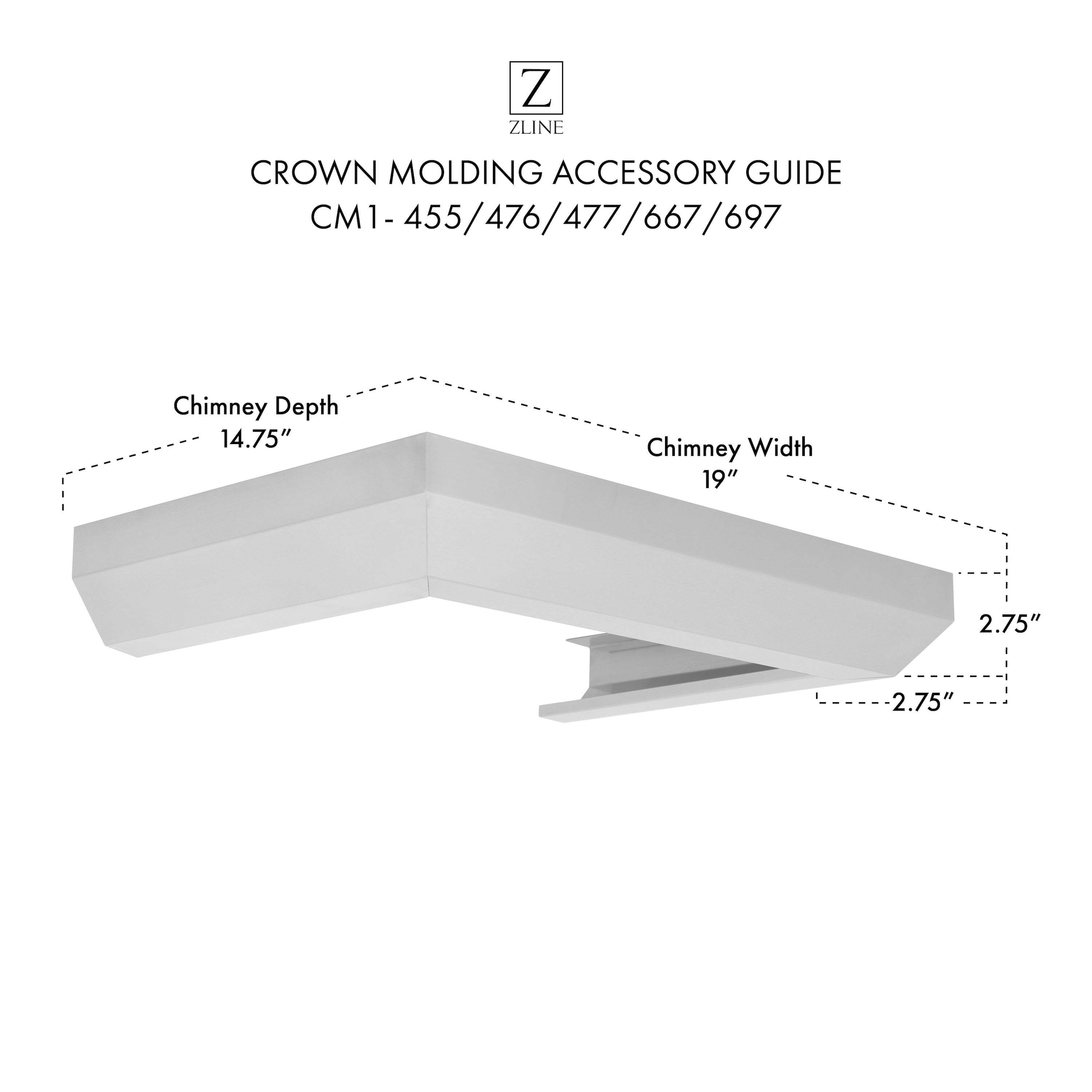 ZLINE Crown Molding Profile 1 for Wall Mount Range Hood (CM1-455/476/477/667/697)