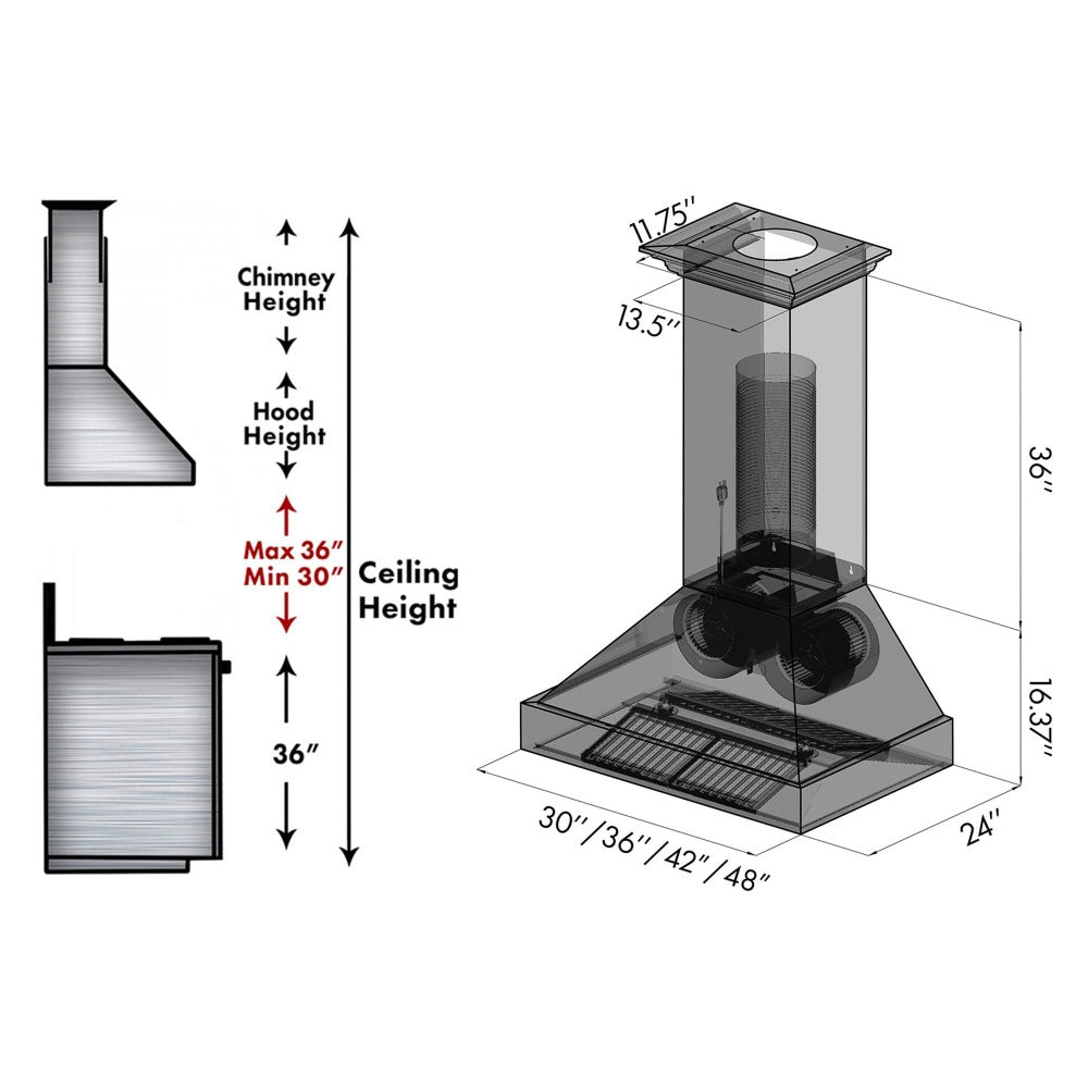 Z-line Range Hoods model 8654STZ-WM48-CB