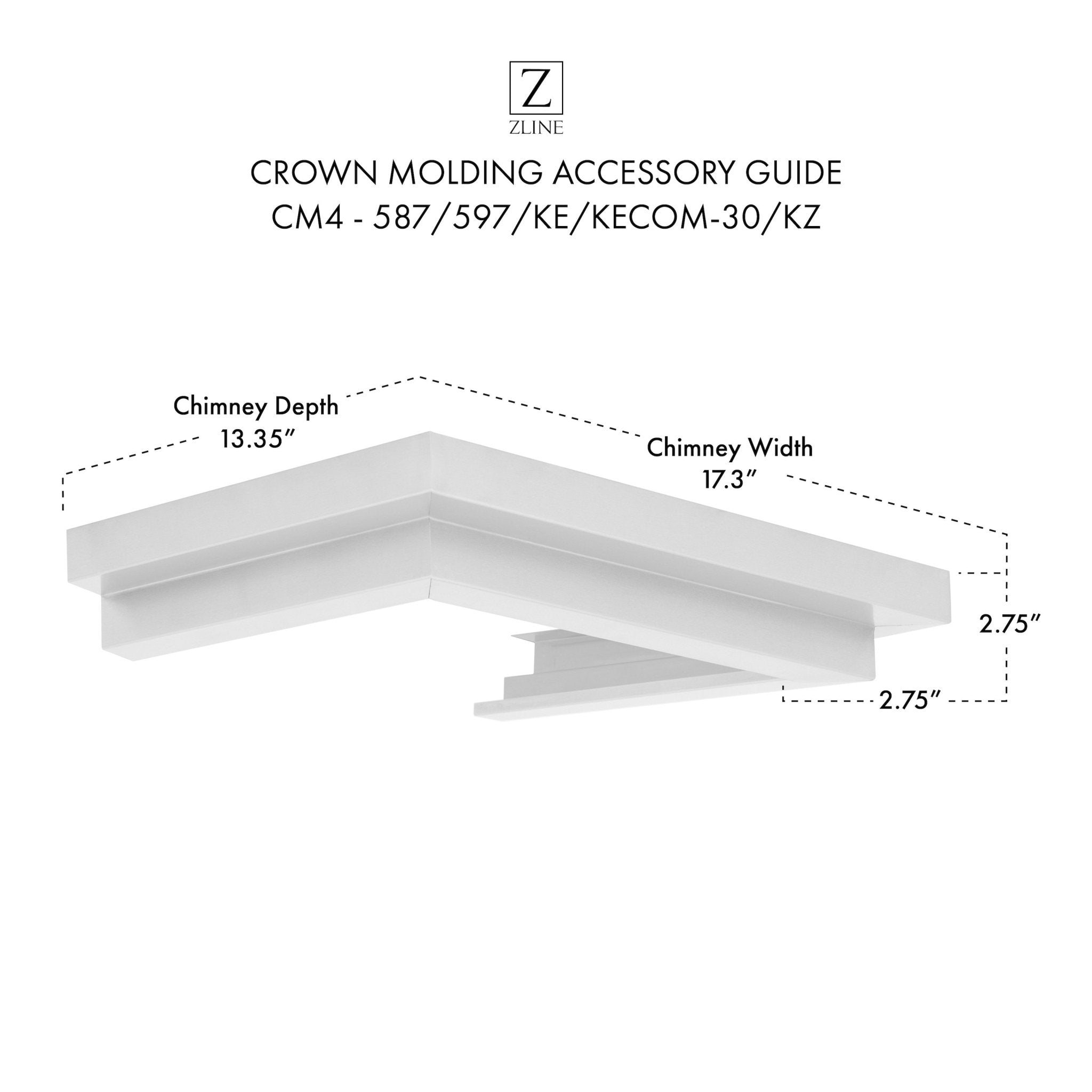 ZLINE Crown Molding Profile 4 for Wall Mount Range Hood (CM4-587/597/KE/KECOM-30/KZ)