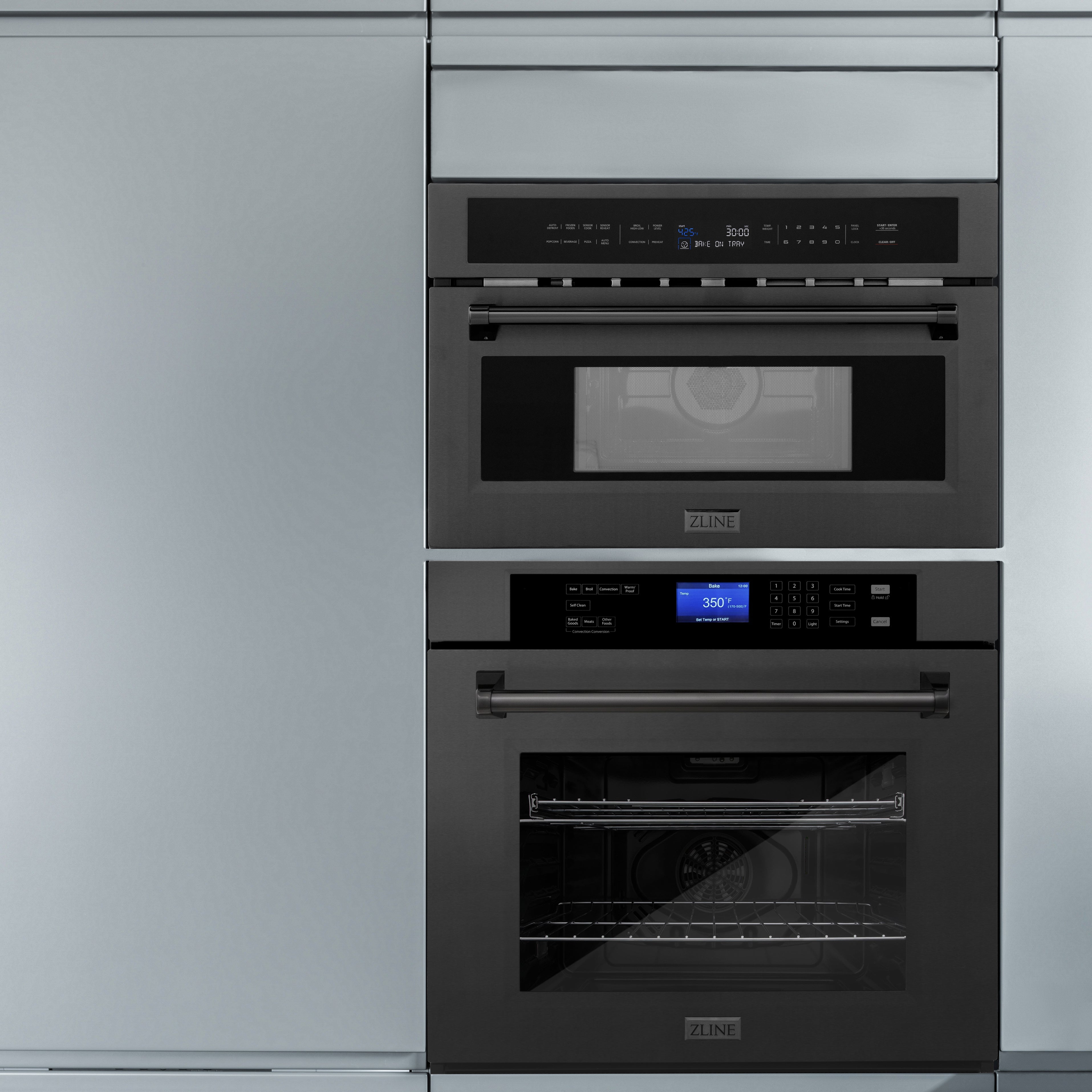 ZLINE 30” 1.6 cu ft. Built-in Convection Microwave Oven in Black Stainless Steel with Speed and Sensor Cooking
