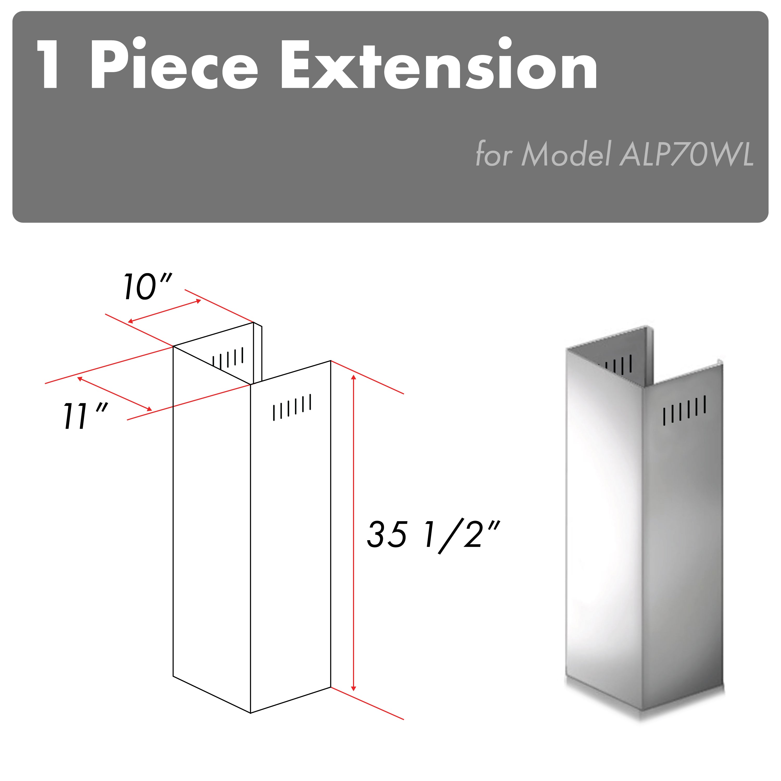 Z-line Range Hood Accessories model 1PCEXT-ALP70WL