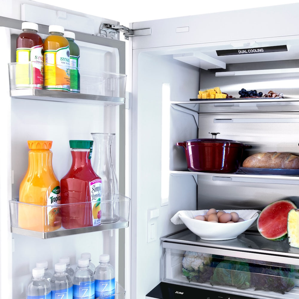 ZLINE 36 in. 19.6 cu. ft. Panel Ready French Door Built-In Bottom Freezer Refrigerator with Water Dispenser and Ice Maker (RBIV-36)