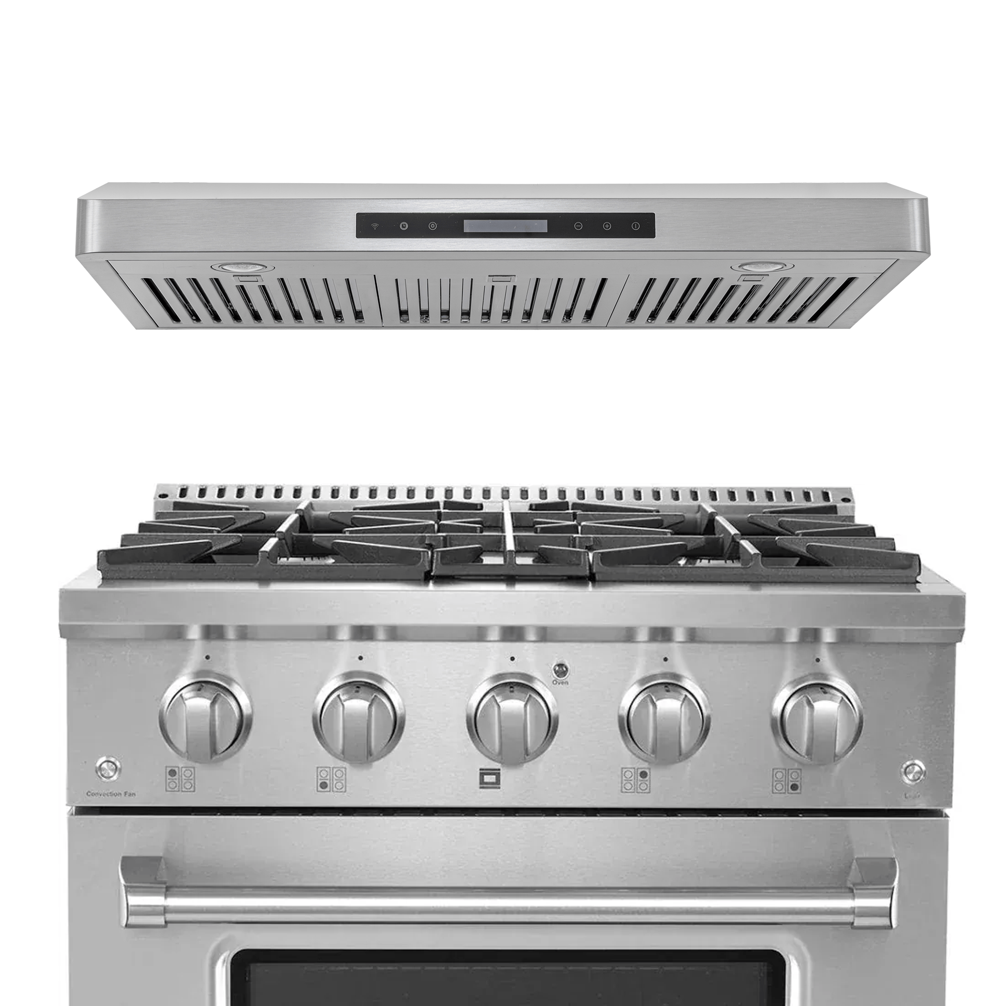 The Proline PLSR 30" Dual Fuel Range and PLSW 185 Hood bundle—save 10% at ProlineRangeHoods.com.