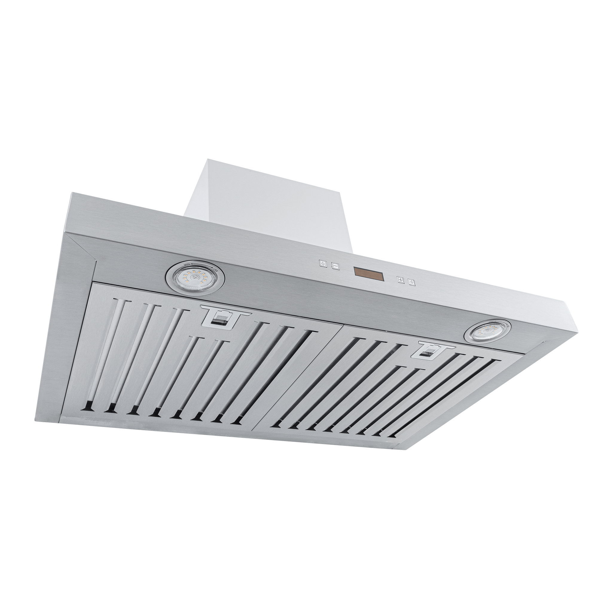 Proline PLFW 750 ducted wall-mounted range hood, stainless steel, 2 lights, strong airflow—ProlineRangeHoods.com.