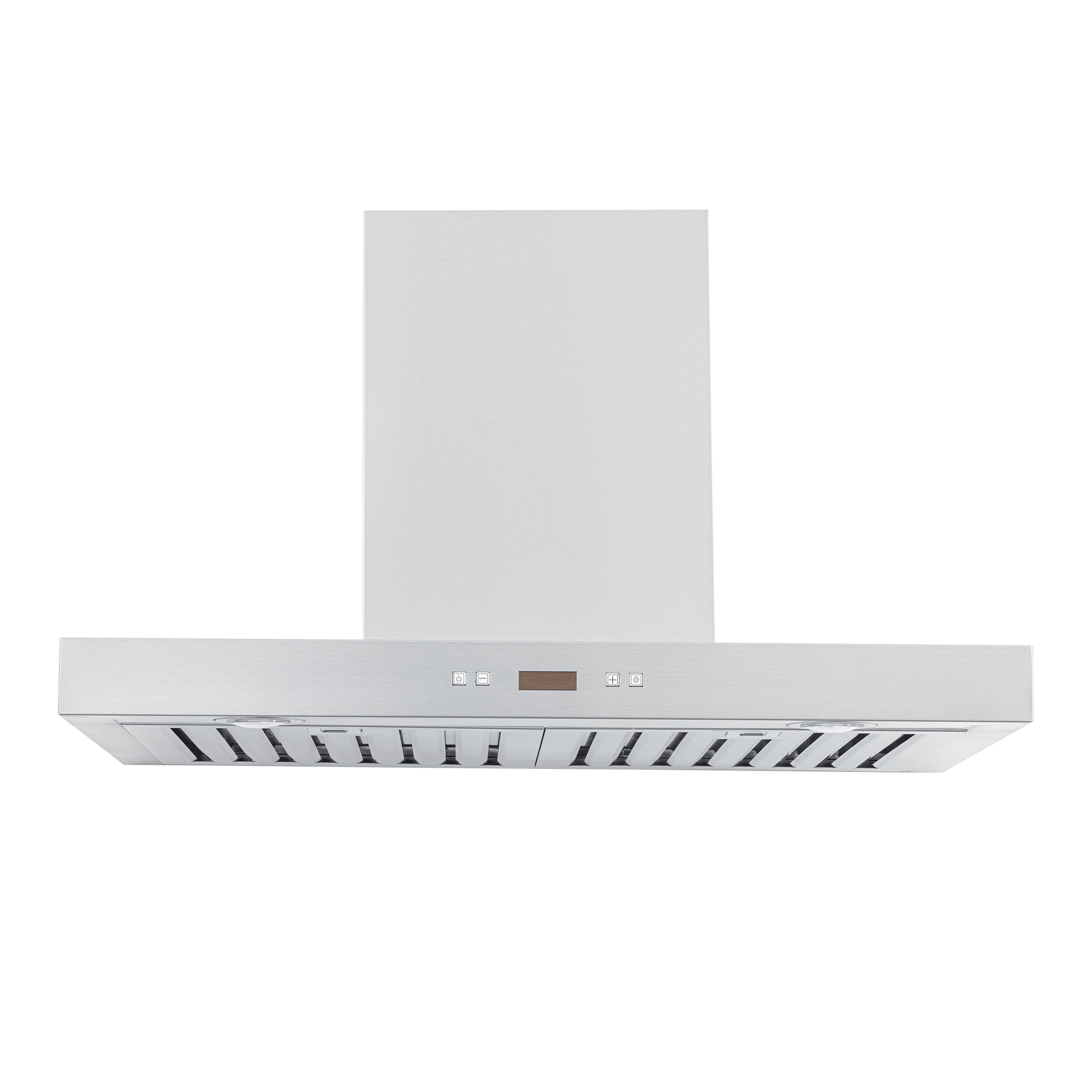 Proline PLFW 750 wall range hood, stainless steel, digital controls, 900/1100 CFM; ducted. ProlineRangeHoods.com.