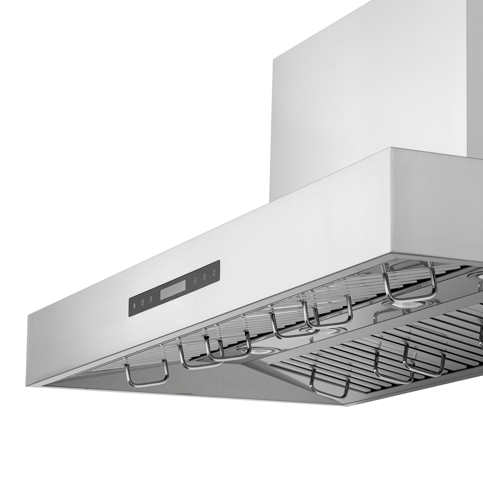 The Proline PLFW 755 range hood—stainless outdoor finish, 1100 CFM dual motors, racks. ProlineRangeHoods.com.