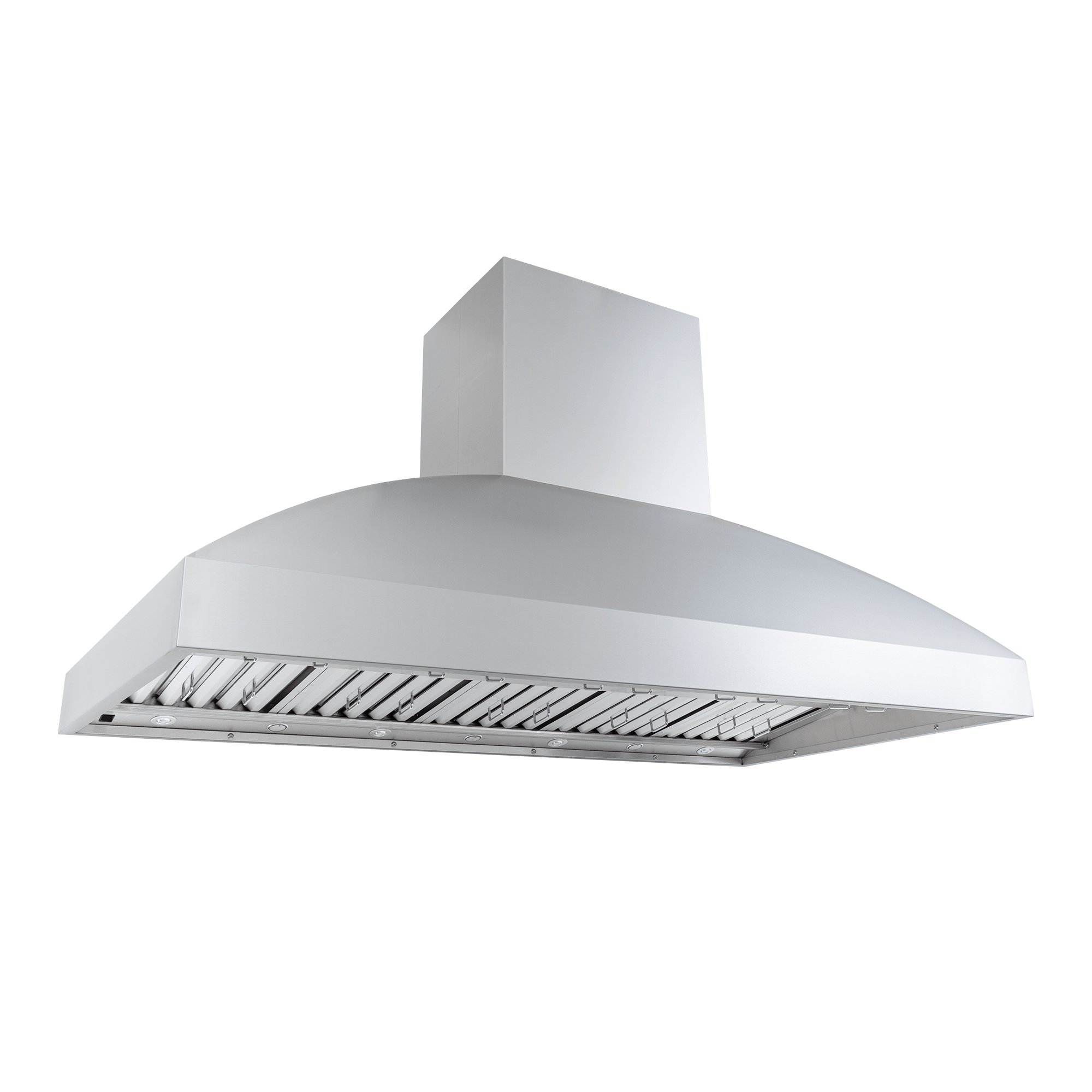 PLGI BBQ Pro island hood: 2000 CFM, 304 stainless steel, curved design—outdoor ready. ProlineRangeHoods.com.