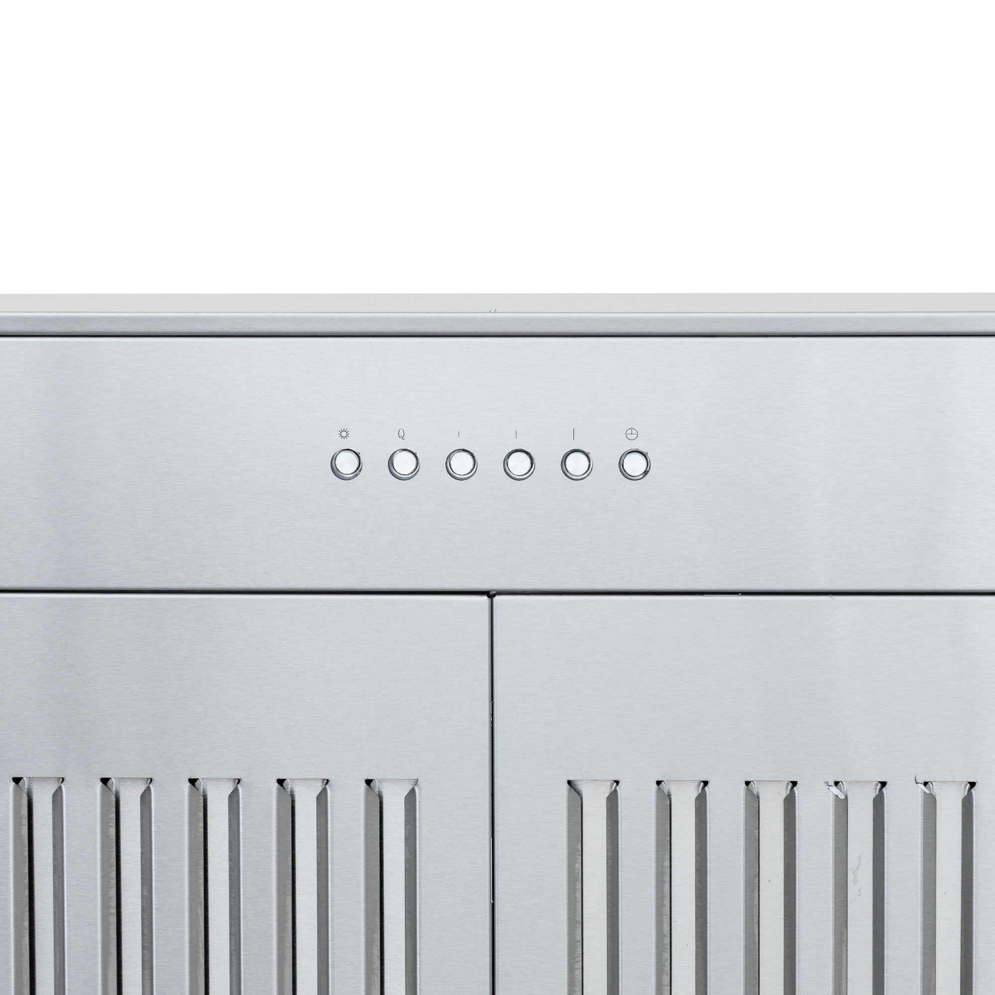 Proline PLGL 185 600CFM Range Hood close-up, dual blowers, steel finish, controls, filters. ProlineRangeHoods.com.