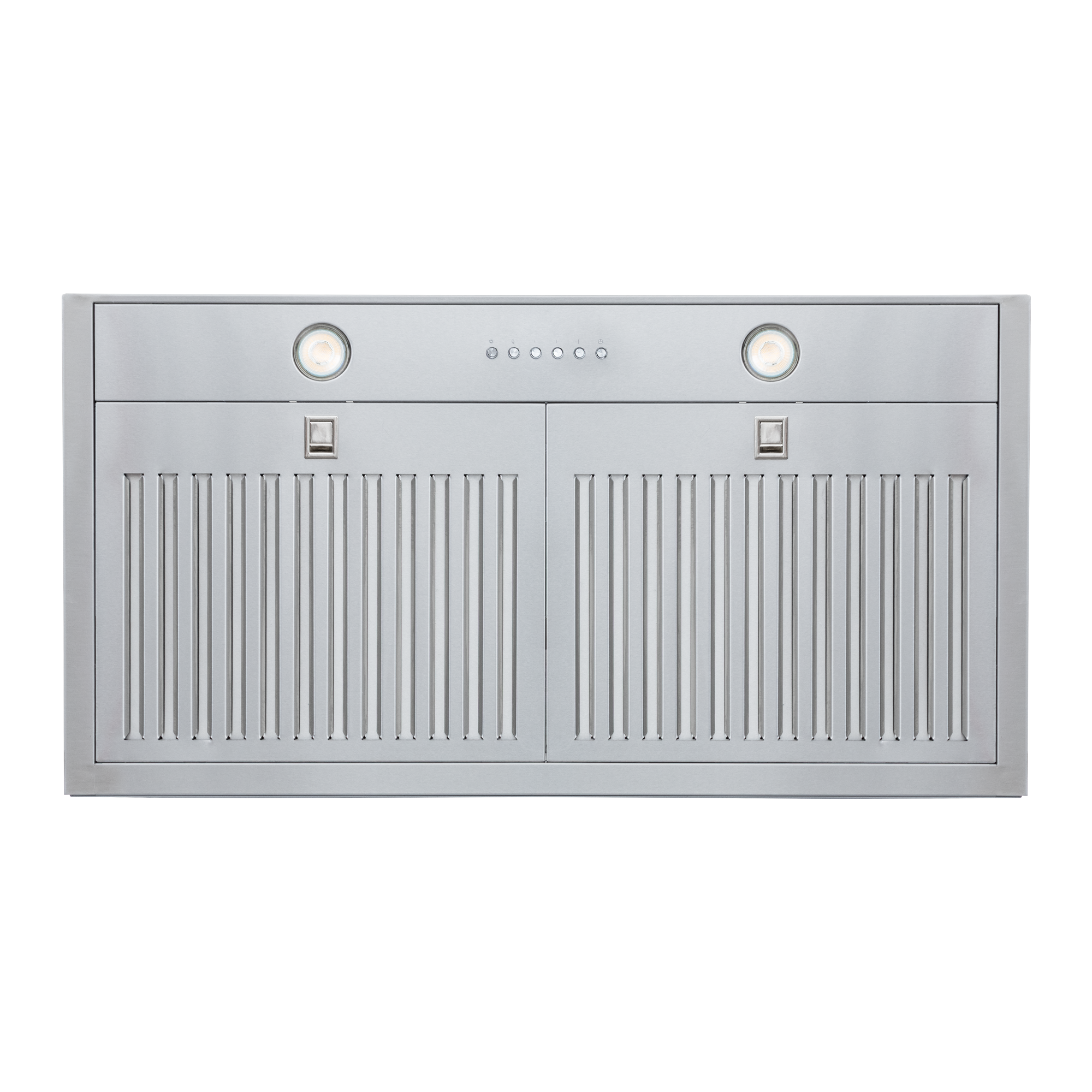 Proline PLGL 185 Insert Slim Range Hood with dual blowers, two lights, filters; front view. ProlineRangeHoods.com.