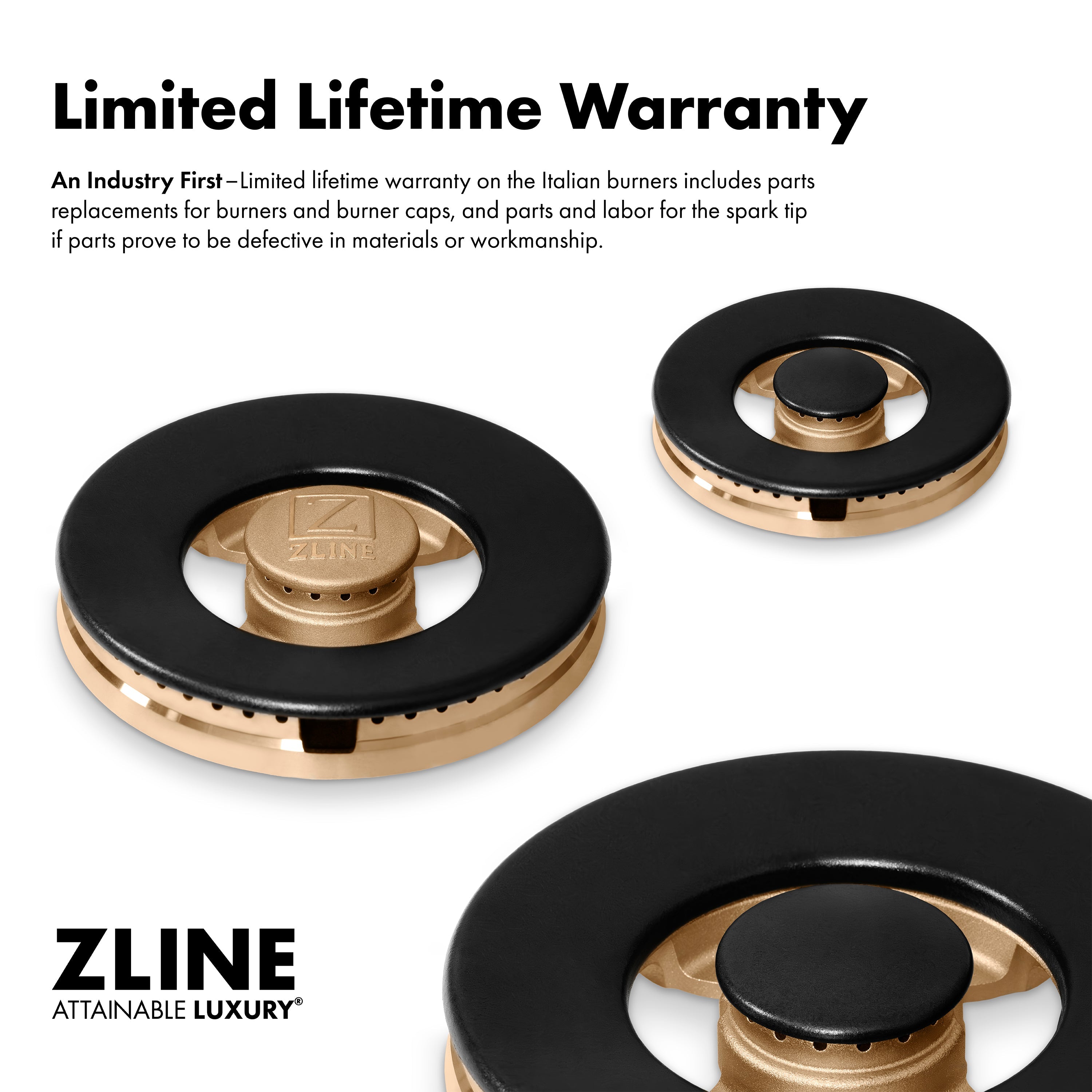 ZLINE Autograph Edition 36 in. 5.2 cu. ft. Paramount Dual Fuel Range with 6 Burner DuoPro™ Cooktop and Electric Convection Oven in Stainless Steel with Champagne Bronze Helix Handle and Accents (PSDRZ-36-KCB)