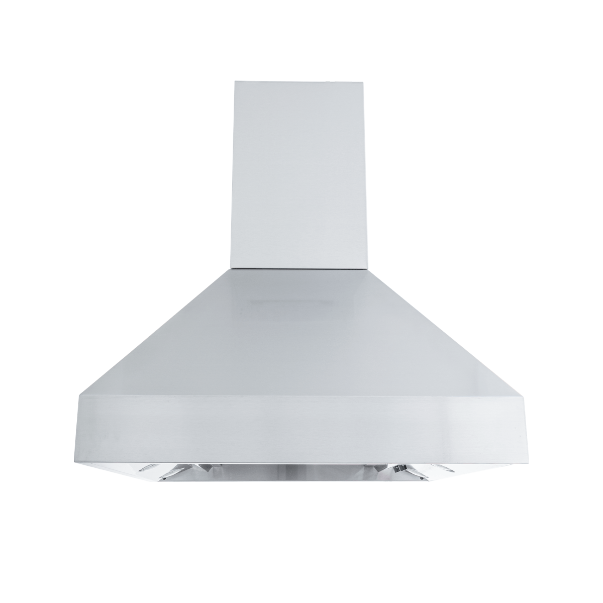 ProlineRangeHoods.com ProVI Ducted Island Range Hood, outdoor rated stainless steel, rectangular vent on white background.