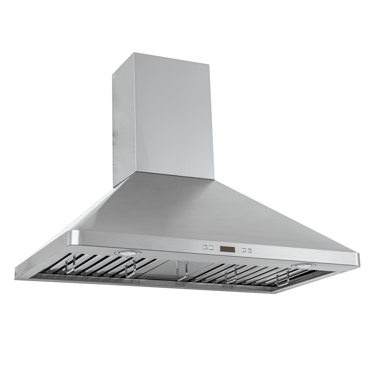 Proline PLFW 129 J wall vent hood: stainless steel, control buttons, vent grates, 900 CFM. ProlineRangeHoods.com.