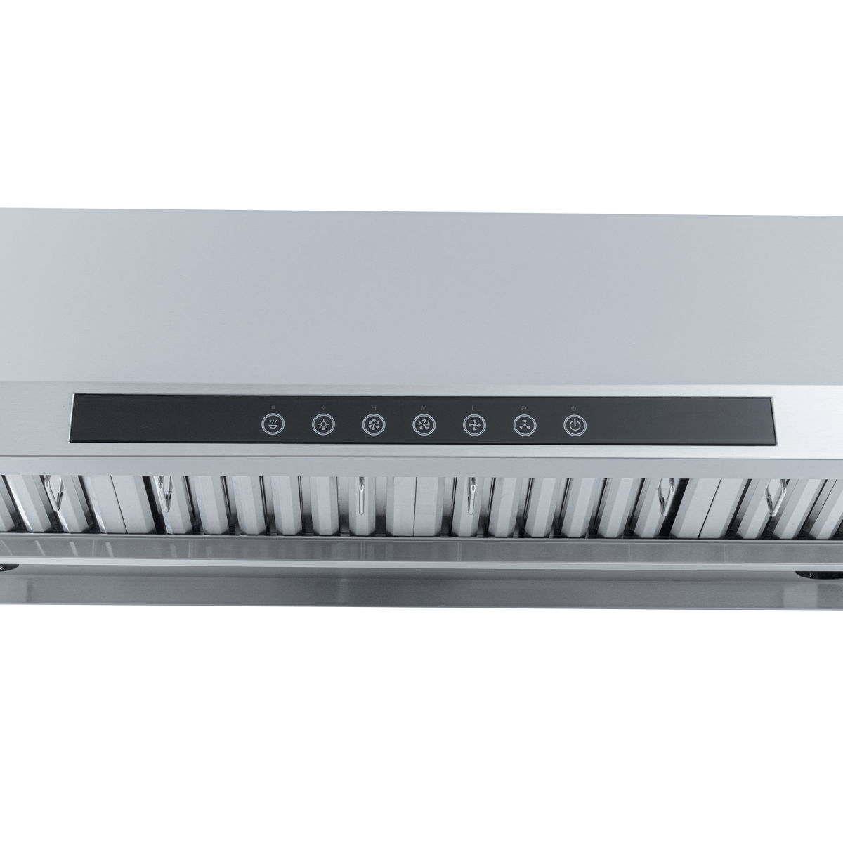 Proline PLJW 101 under-cabinet range hood, stainless steel, black controls, quiet, 1000/2000 CFM. ProlineRangeHoods.com.