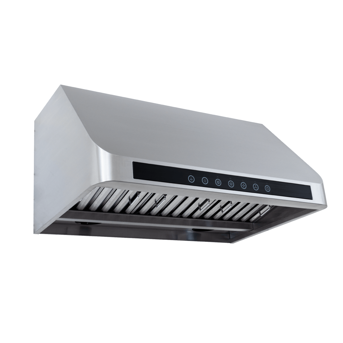 Proline Range Hoods PLJW 101 under-cabinet hood in stainless steel, touch controls, vent filters. ProlineRangeHoods.com.