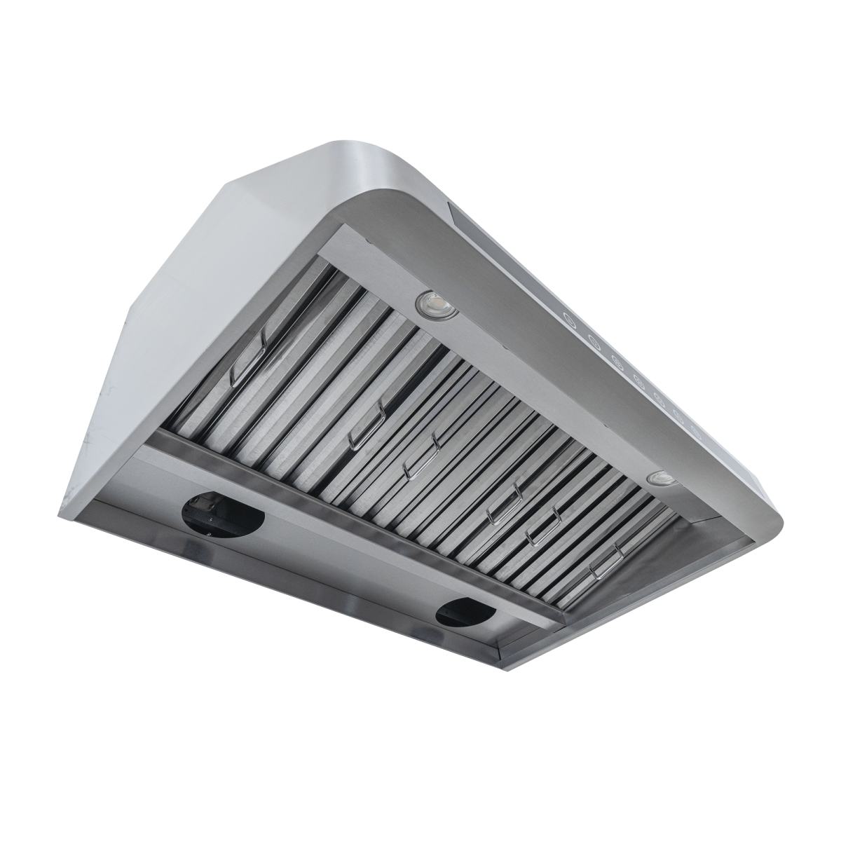 Proline PLJW 101 range hood, stainless steel, 1000/2000 CFM, built-in lights, filters. ProlineRangeHoods.com.