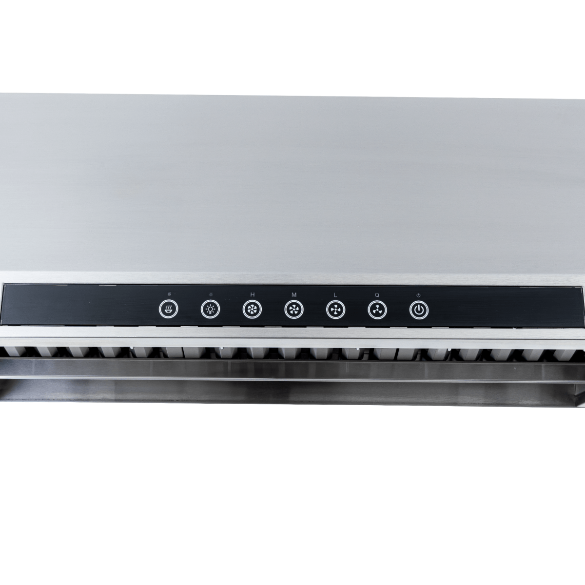 Proline PLJW 102 under cabinet hood with stainless steel, black touch panel, 1000 CFM, ductless option. ProlineRangeHoods.com.