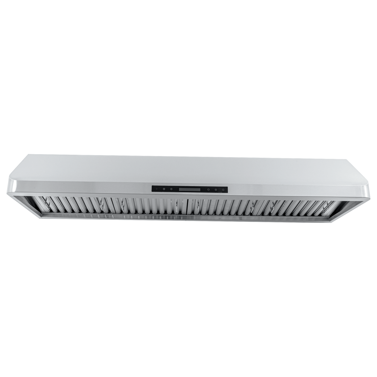 ProlineRangeHoods.com PLJW 120 Under Cabinet Range Hood, 900/1800 CFM, stainless steel, touch controls, on white.