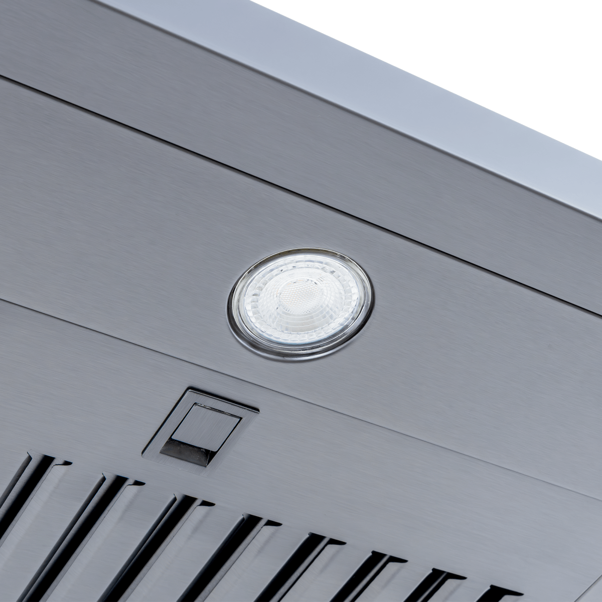 Proline PLJW 185 Slim Under-Cabinet Range Hood, 430 SS, round light/button; 600 CFM. ProlineRangeHoods.com.