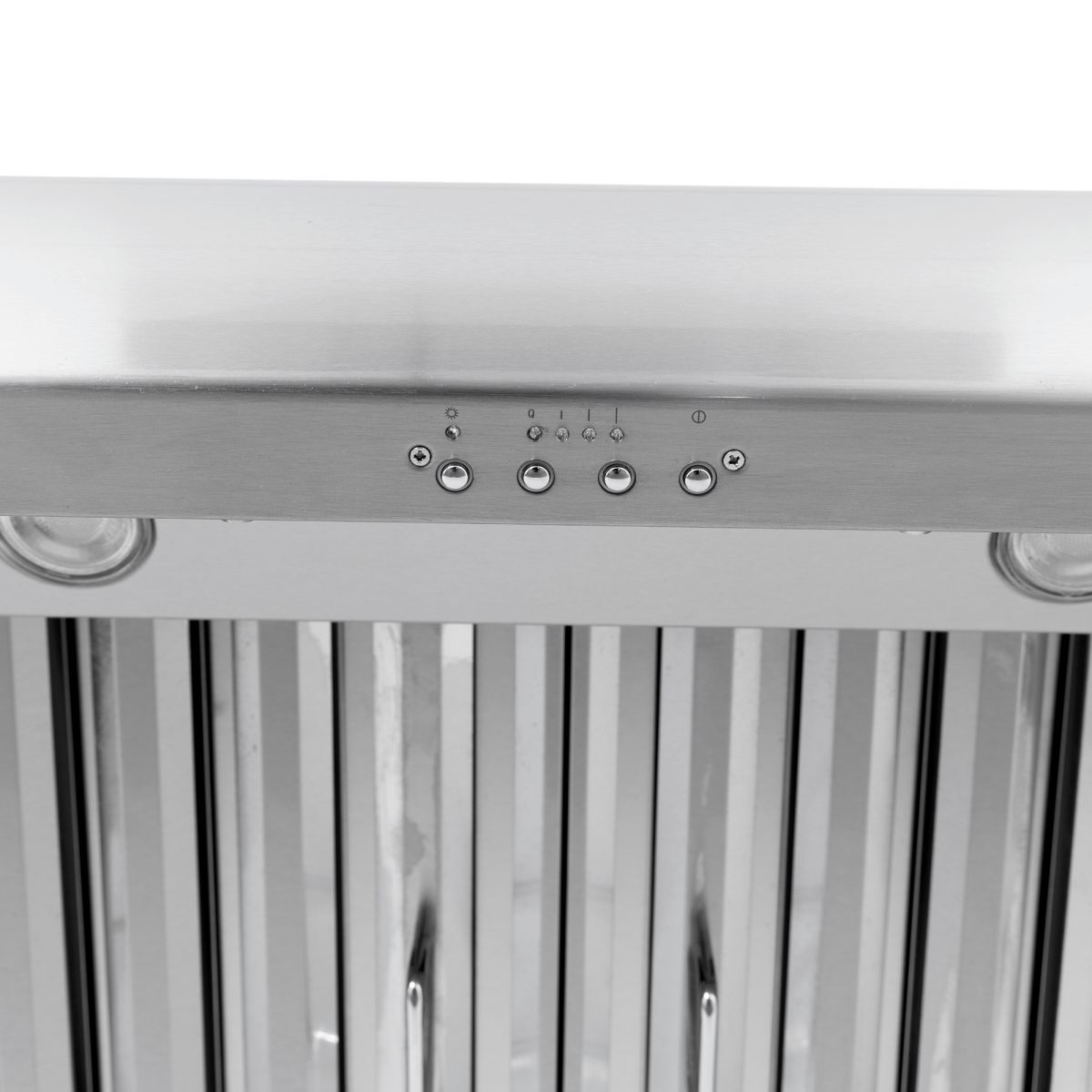 ProlineRangeHoods.com PLJW 109 wall range hood: stainless, push controls, vent slats, 1000/2000 CFM—ductless/outdoor.