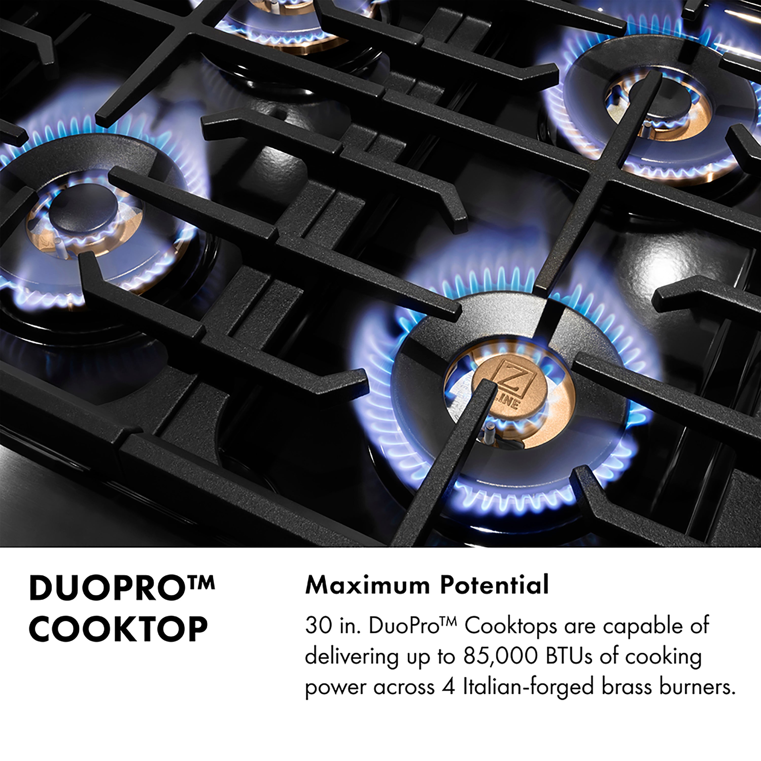 ZLINE 30 in. Classic Gas Rangetop with 4 Burner DuoPro™ Cooktop in Satin Stainless Steel (PCRTS-30)